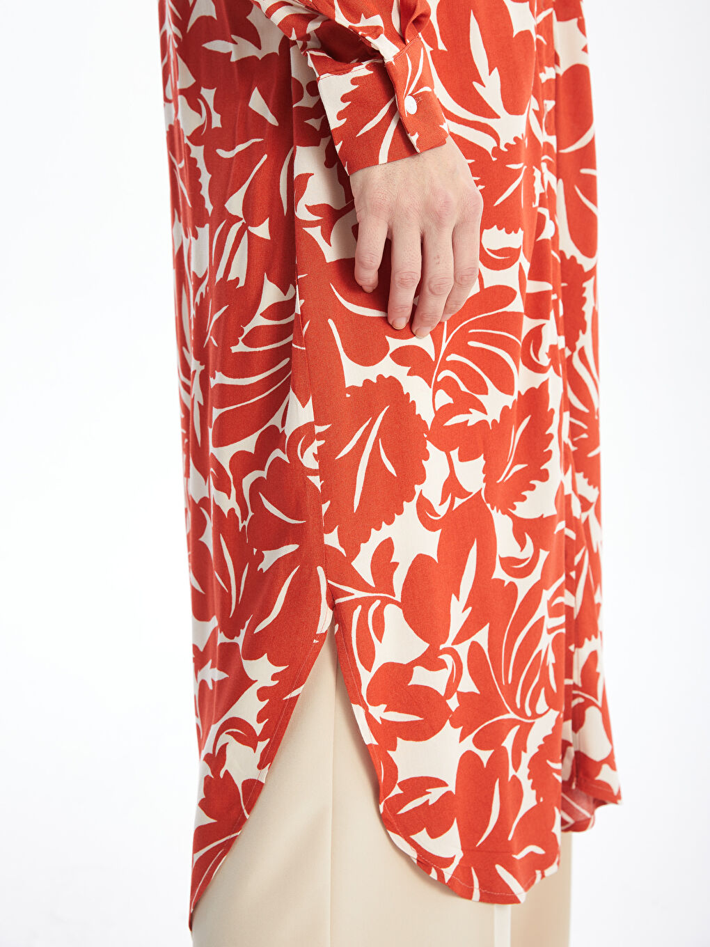 Patterned Oversize Women's Shirt Tunic -W4AE00Z8-LTQ
