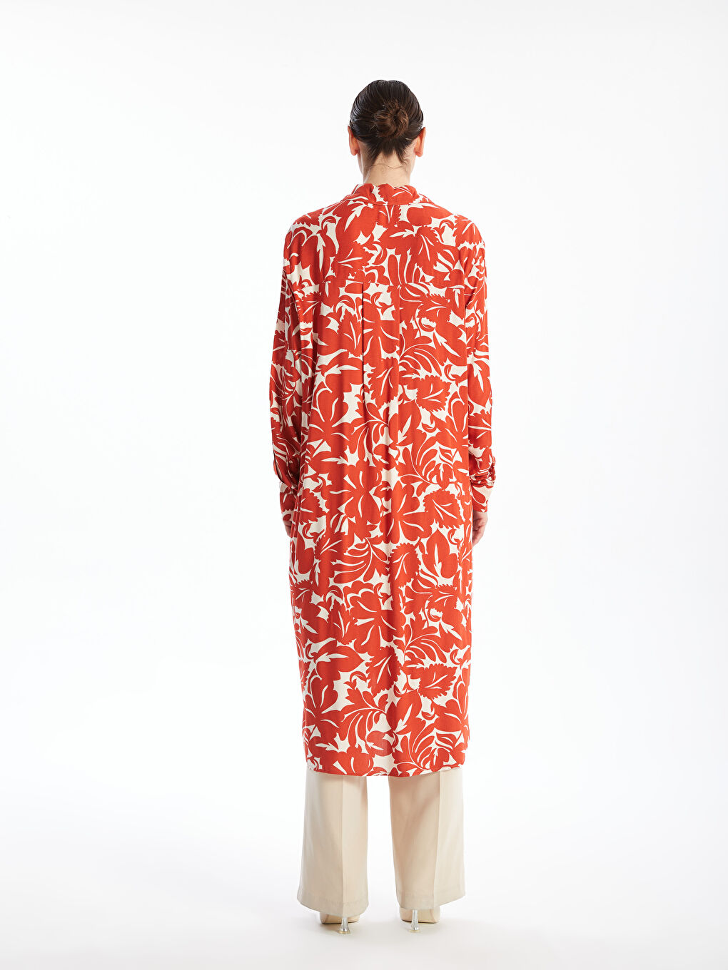 Patterned Oversize Women's Shirt Tunic -W4AE00Z8-LTQ