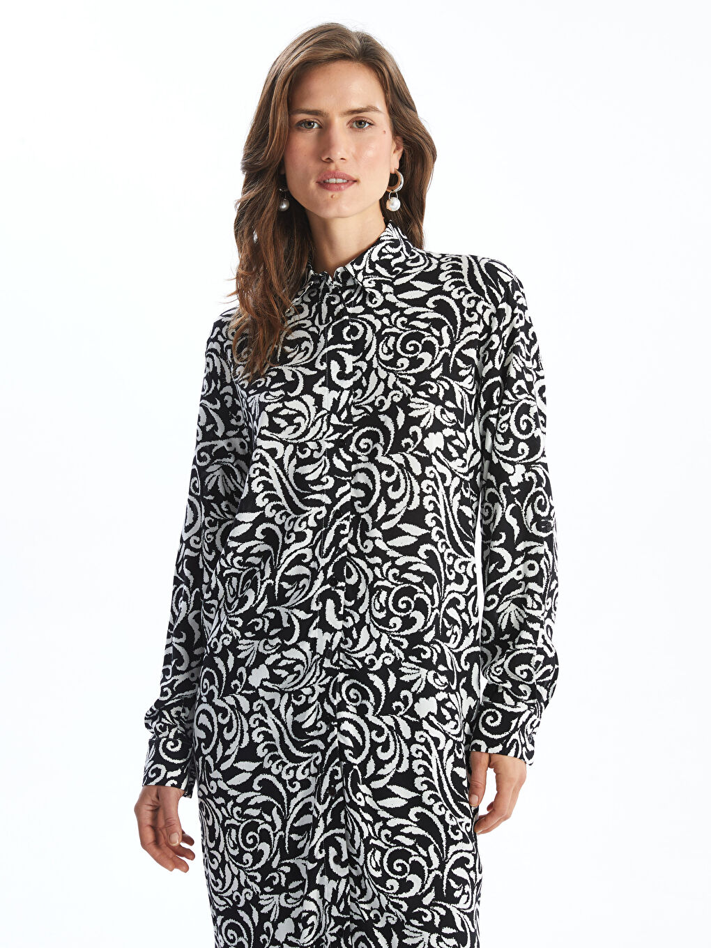 Patterned Oversize Women's Shirt Tunic
