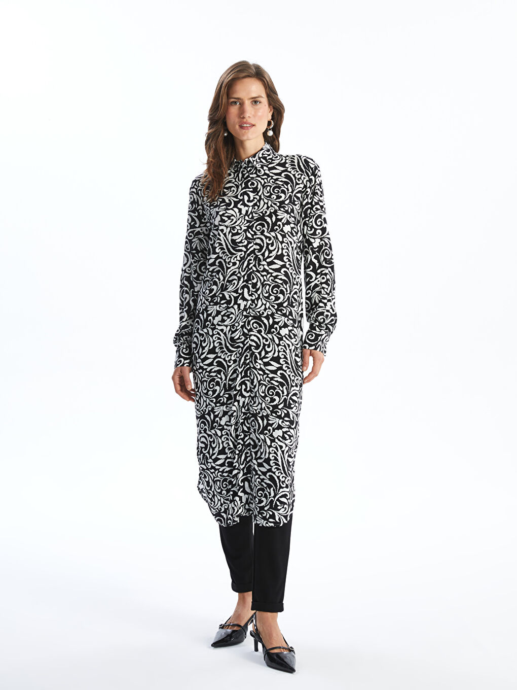 Patterned Oversize Women's Shirt Tunic-1