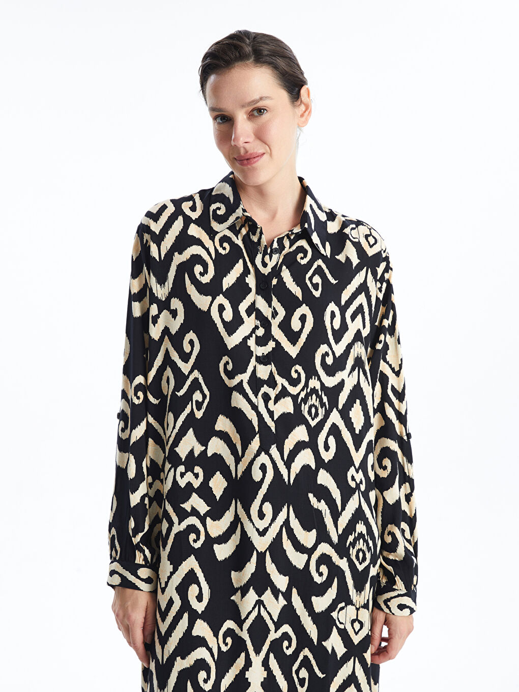 Patterned Oversize Women's Shirt Tunic