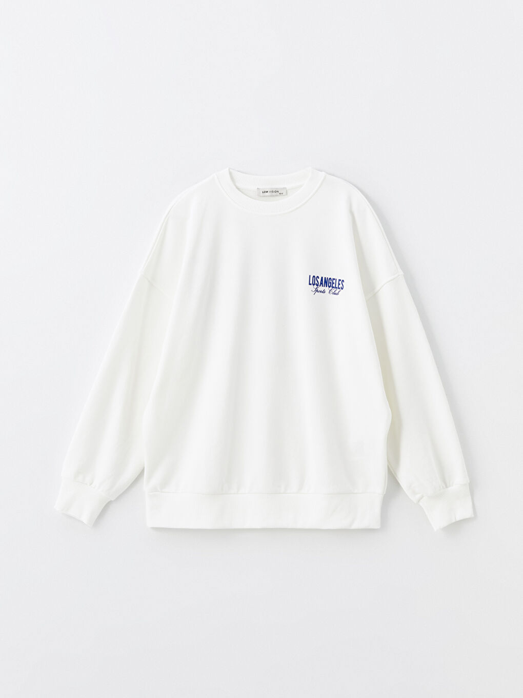 LCW Vision Ekru Bisiklet Yaka Baskılı Oversize Kadın Sweatshirt - 6