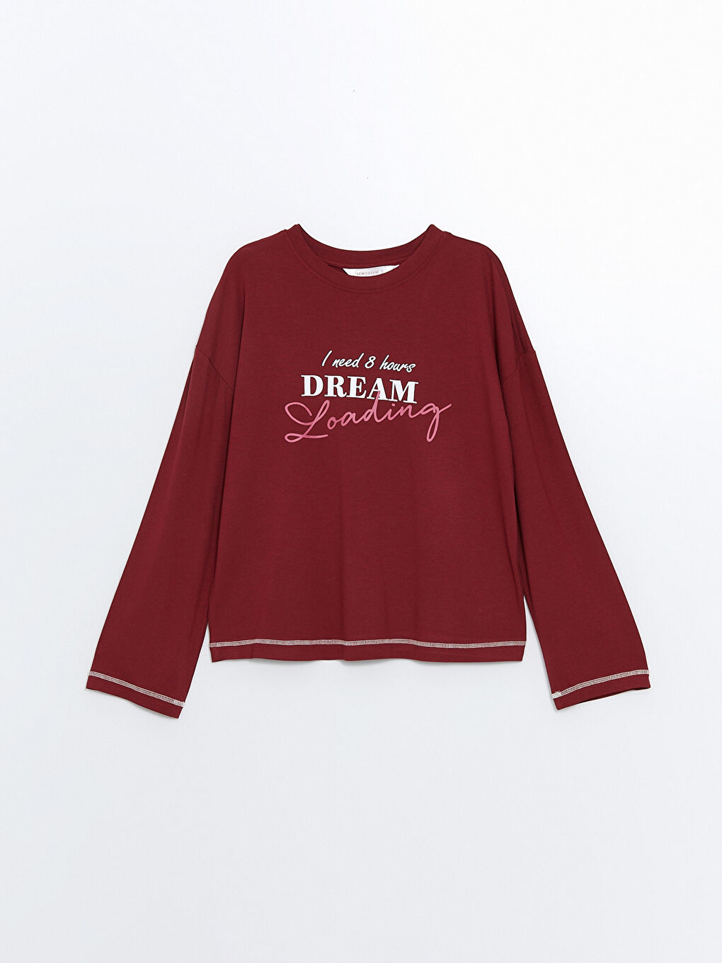 LCW DREAM Açık Bordo Bisiklet Yaka Baskılı Kadın Pijama Takımı - 5