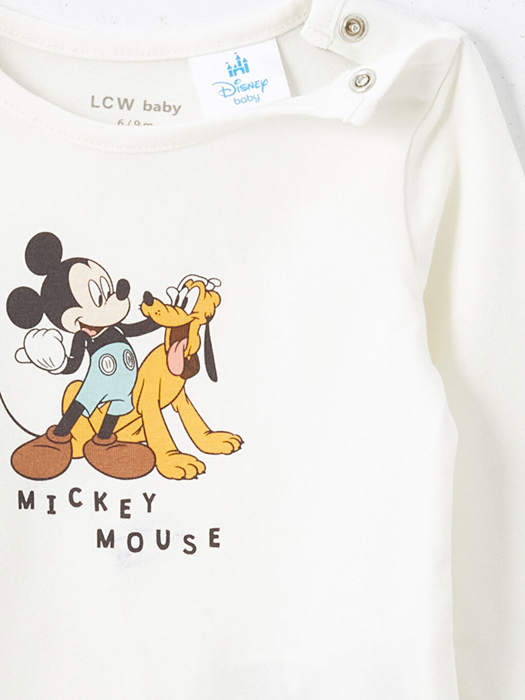 Okrugli izrez Dugi rukav Mickey Mouse Štampano Bodi sa dugmadima i Pantalone Komplet od 2 dela za Bebe dečake-5