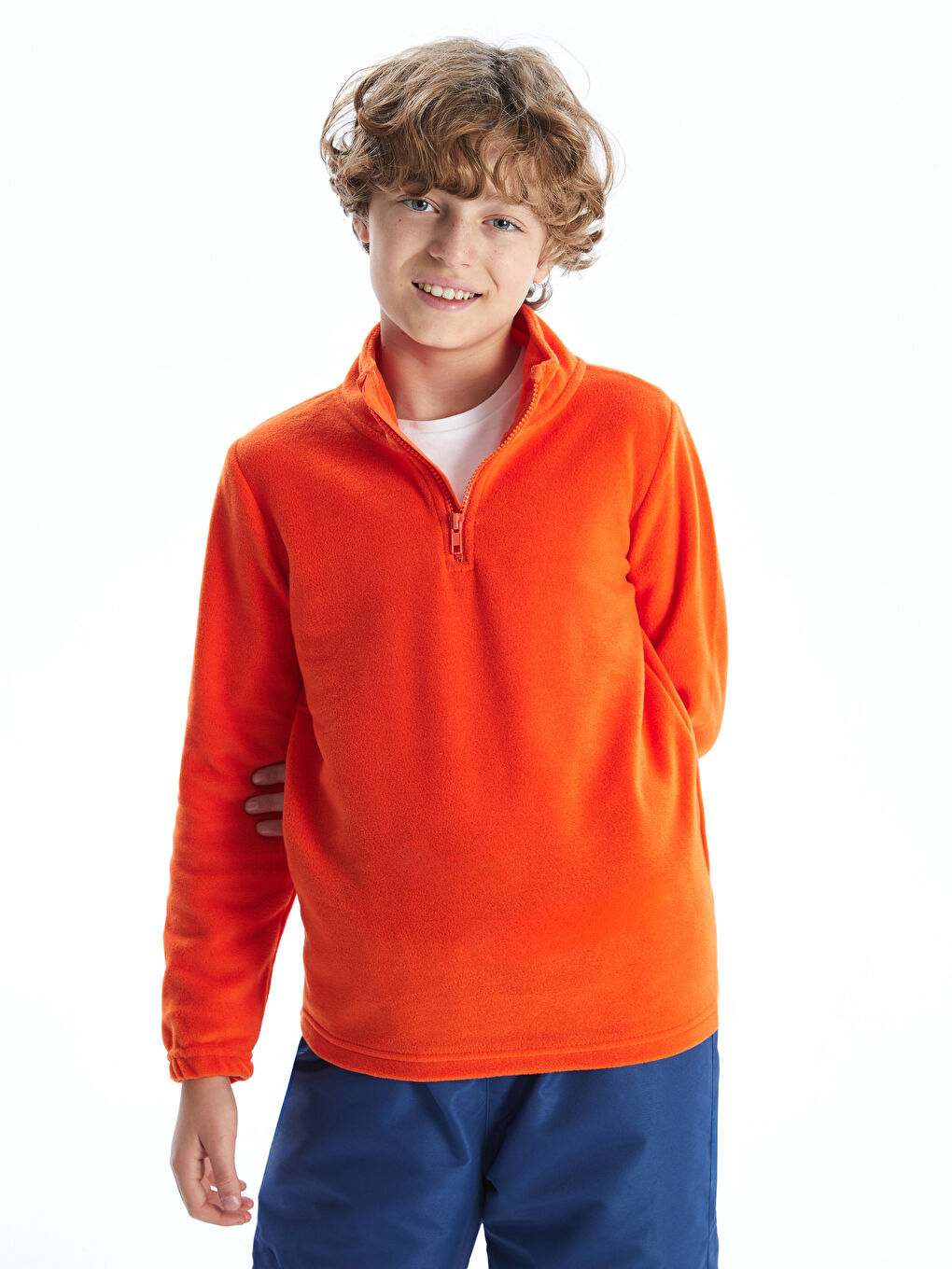 LCW Kids Turuncu Dik Yaka Polar Erkek Çocuk Sweatshirt