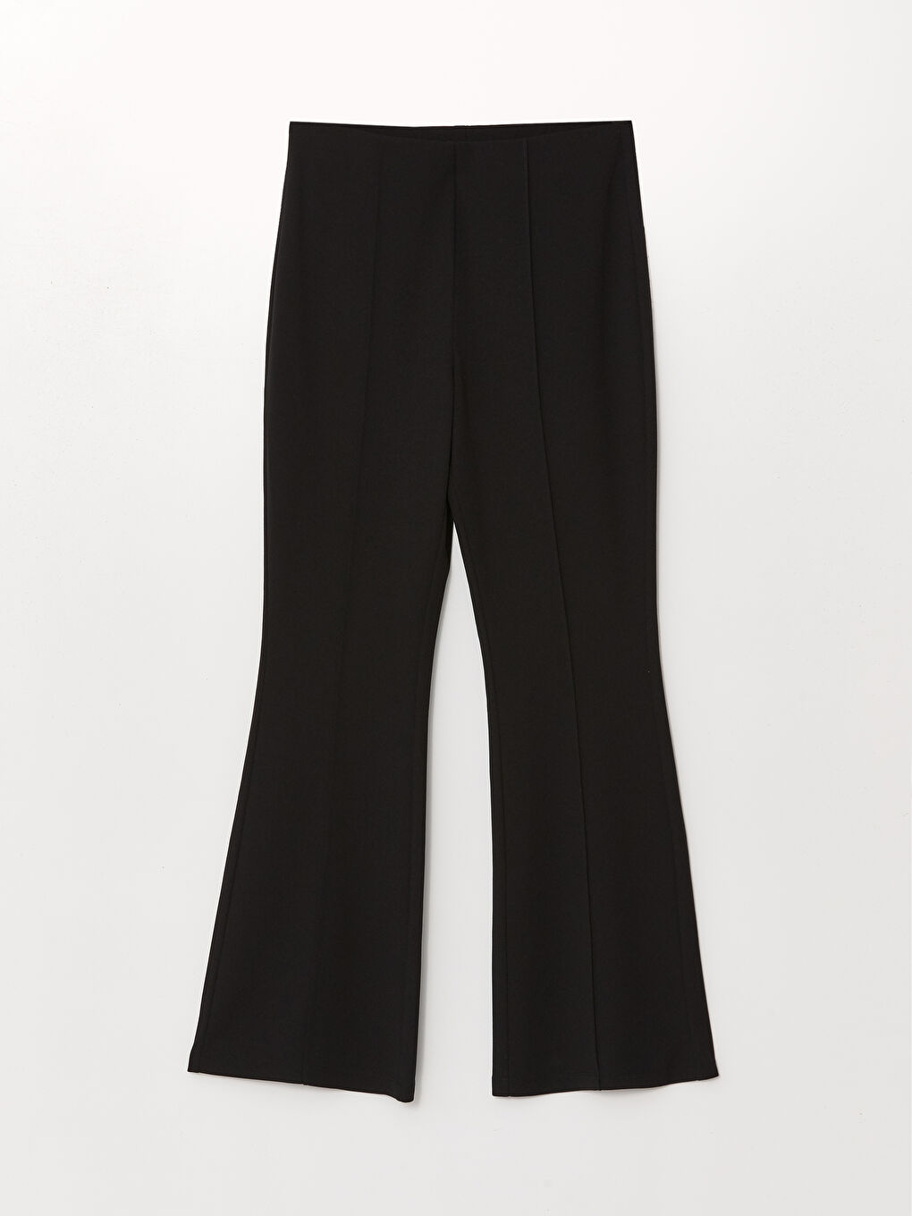 Pantalon Évasé Uni en Crêpe Svelte pour Femmes-4