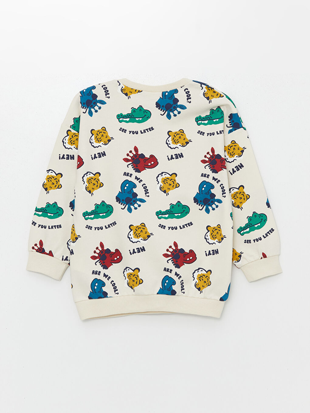 Bej Bisiklet Yaka Uzun Kollu Baskılı Erkek Bebek Sweatshirt 2'li-4