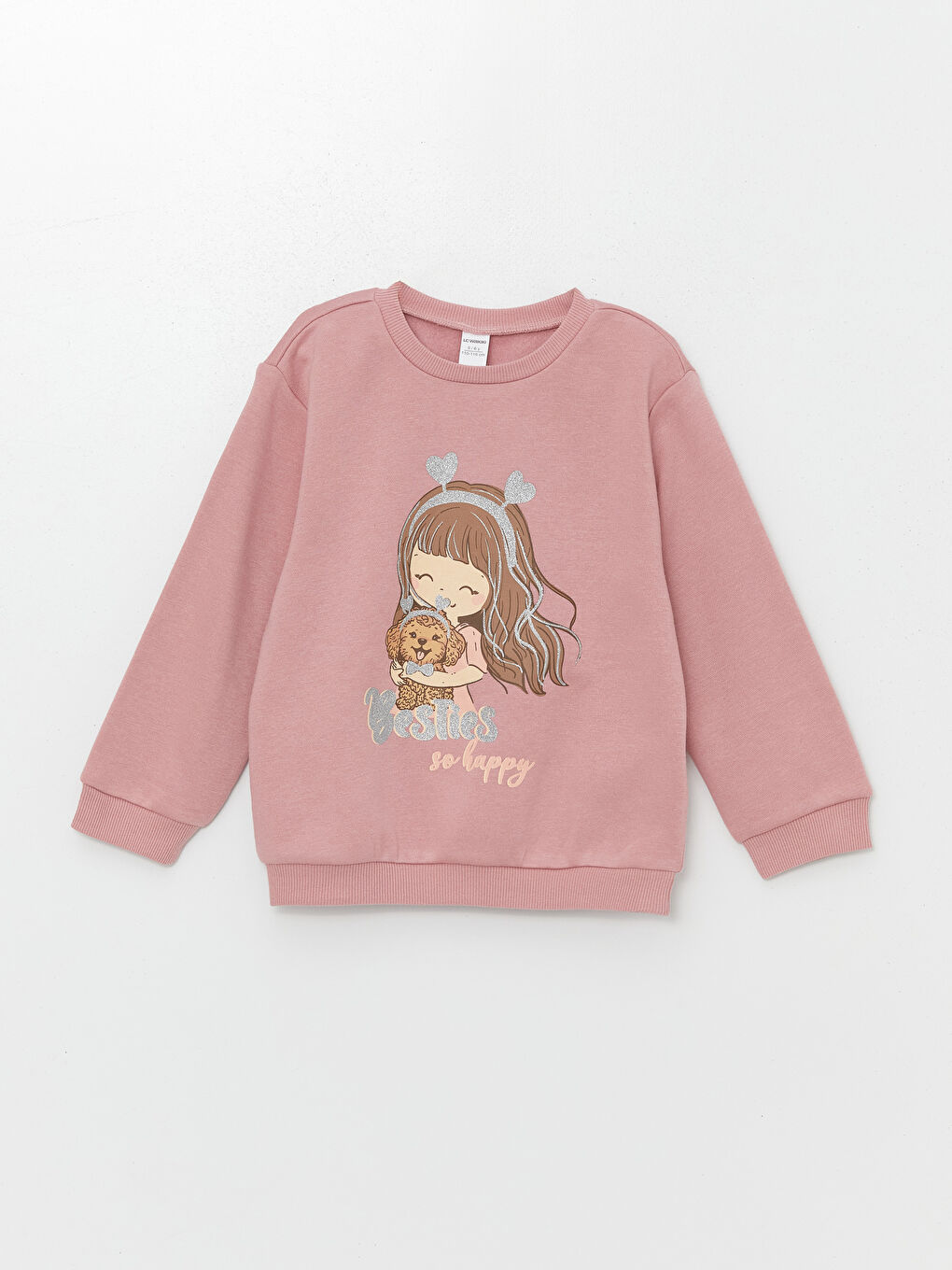 LCW baby Crew Neck Long Sleeve Printed Girls Sweatshirt 2 Pack -W4AG79Z1-LRA