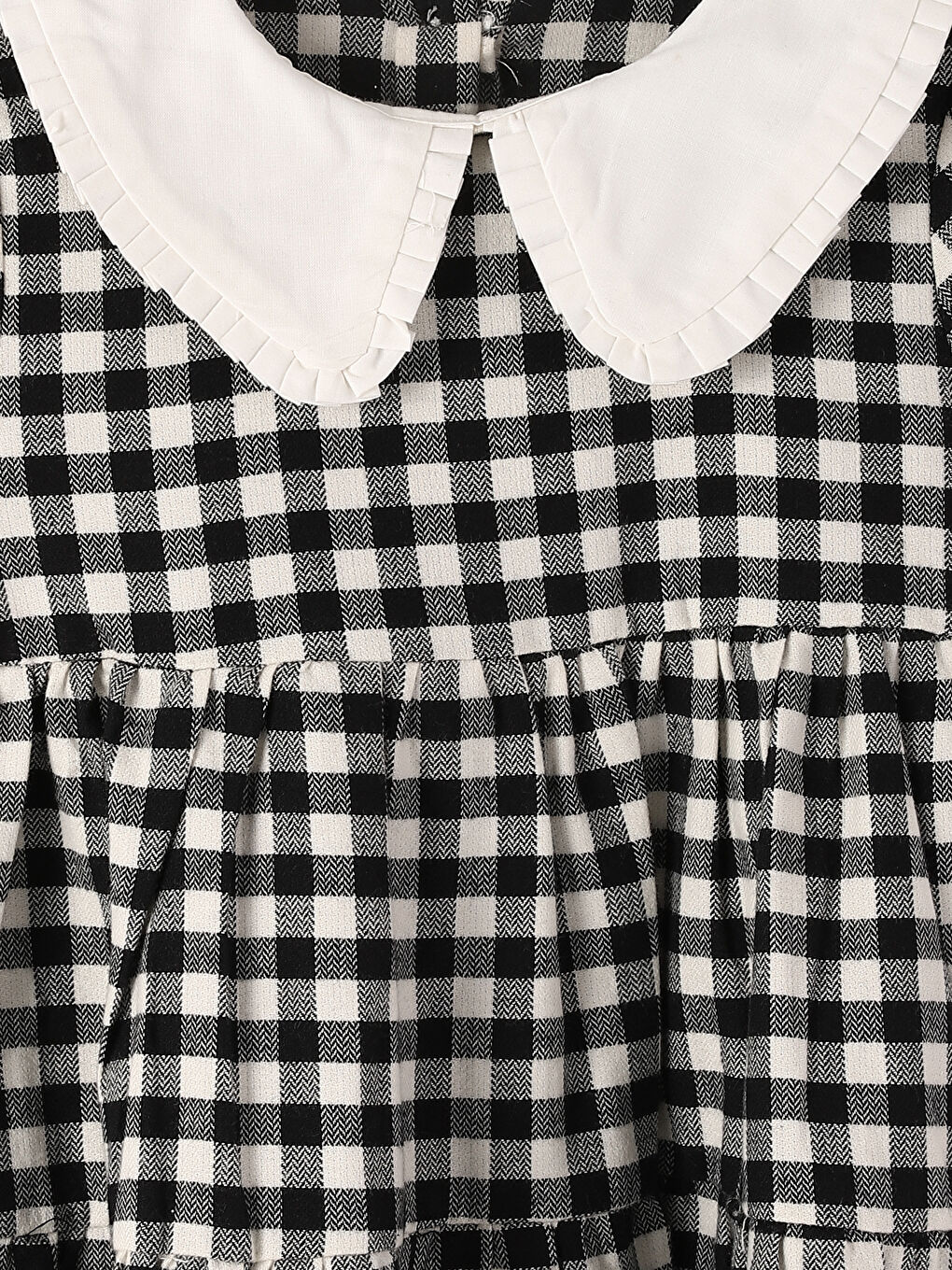 فستان للبنات بنقشة المربعات بياقة بيتر بان-2