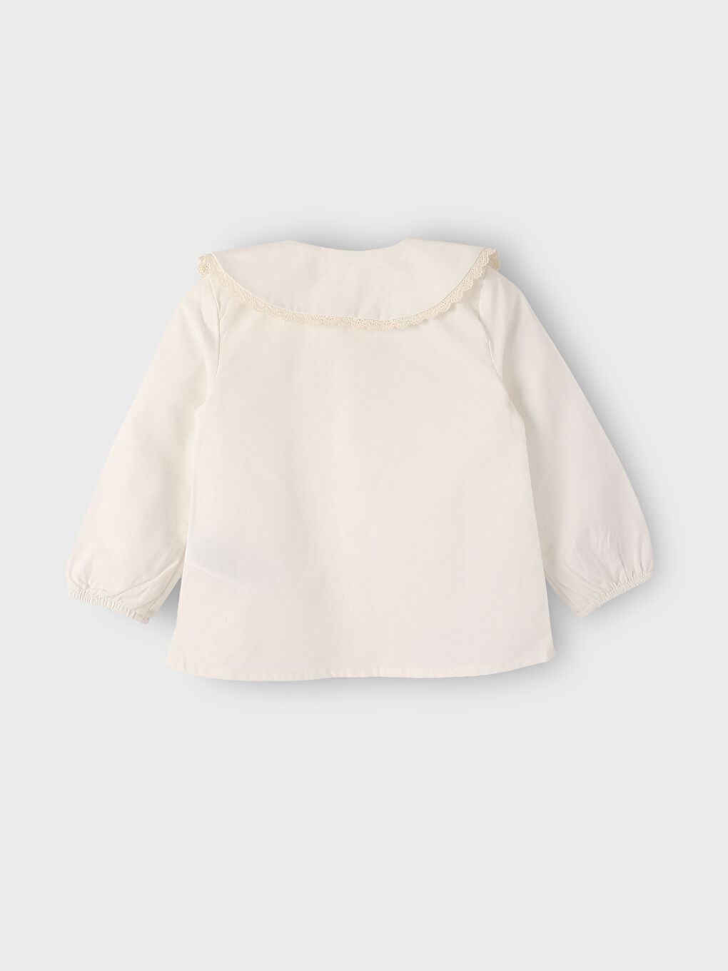 قميص للبنات كم طويل بياقة بيتر بان سادة-1