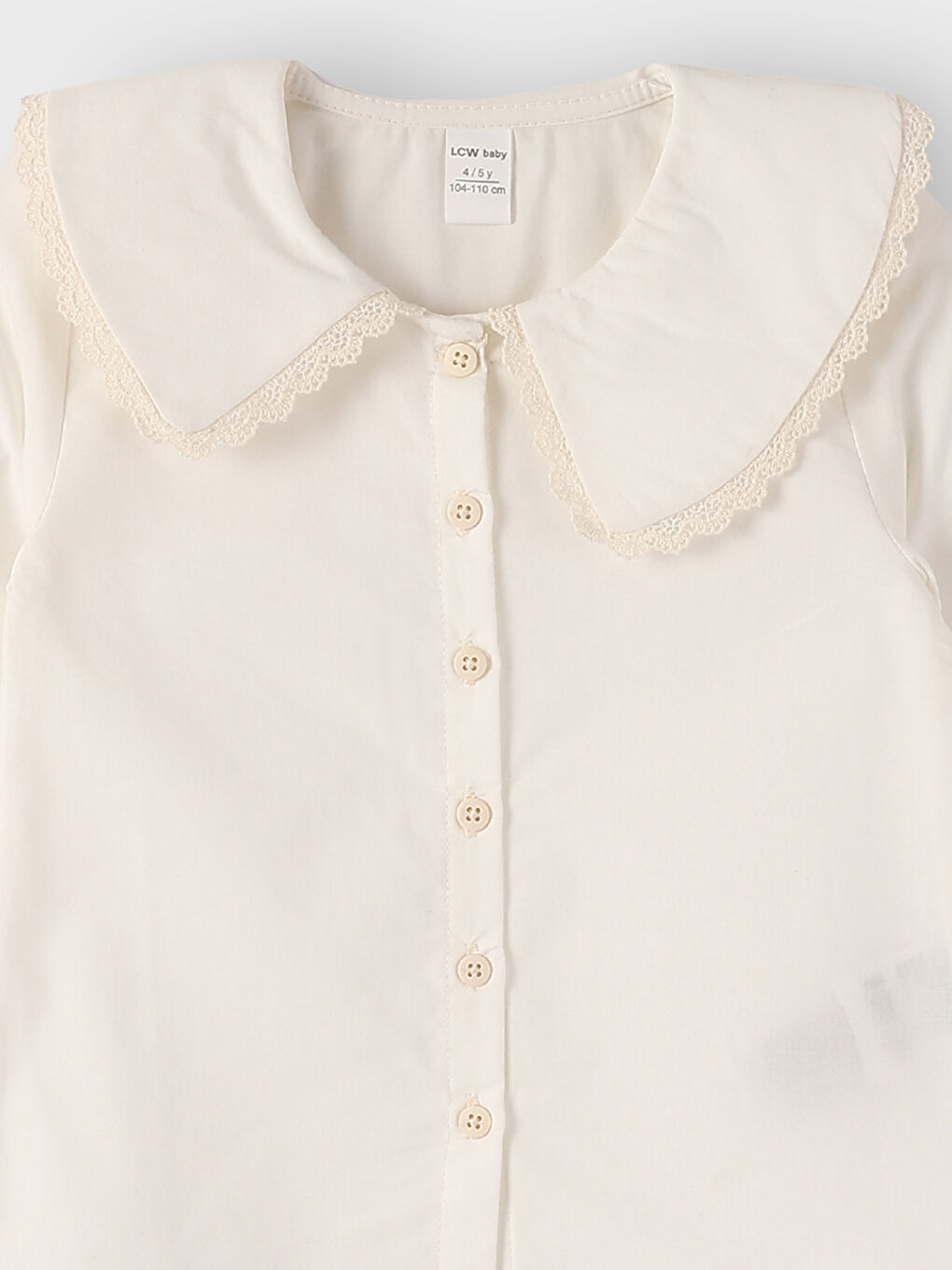 قميص للبنات كم طويل بياقة بيتر بان سادة-3