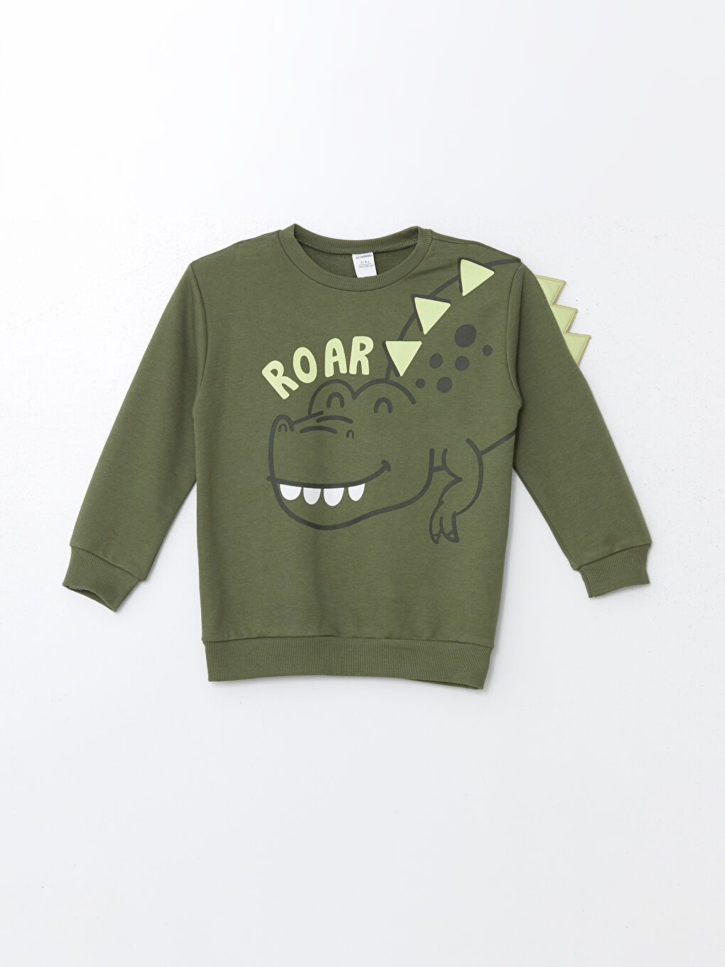 LCW Kids Haki Bisiklet Yaka Baskılı Erkek Bebek Sweatshirt