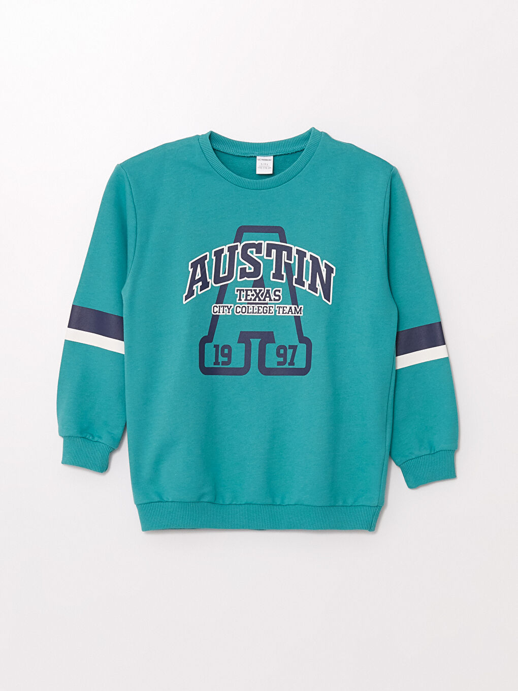 LCW Kids Turkuaz Bisiklet Yaka Uzun Kollu Baskılı Erkek Bebek Sweatshirt ve Eşofman Alt 2'li Takım - 1