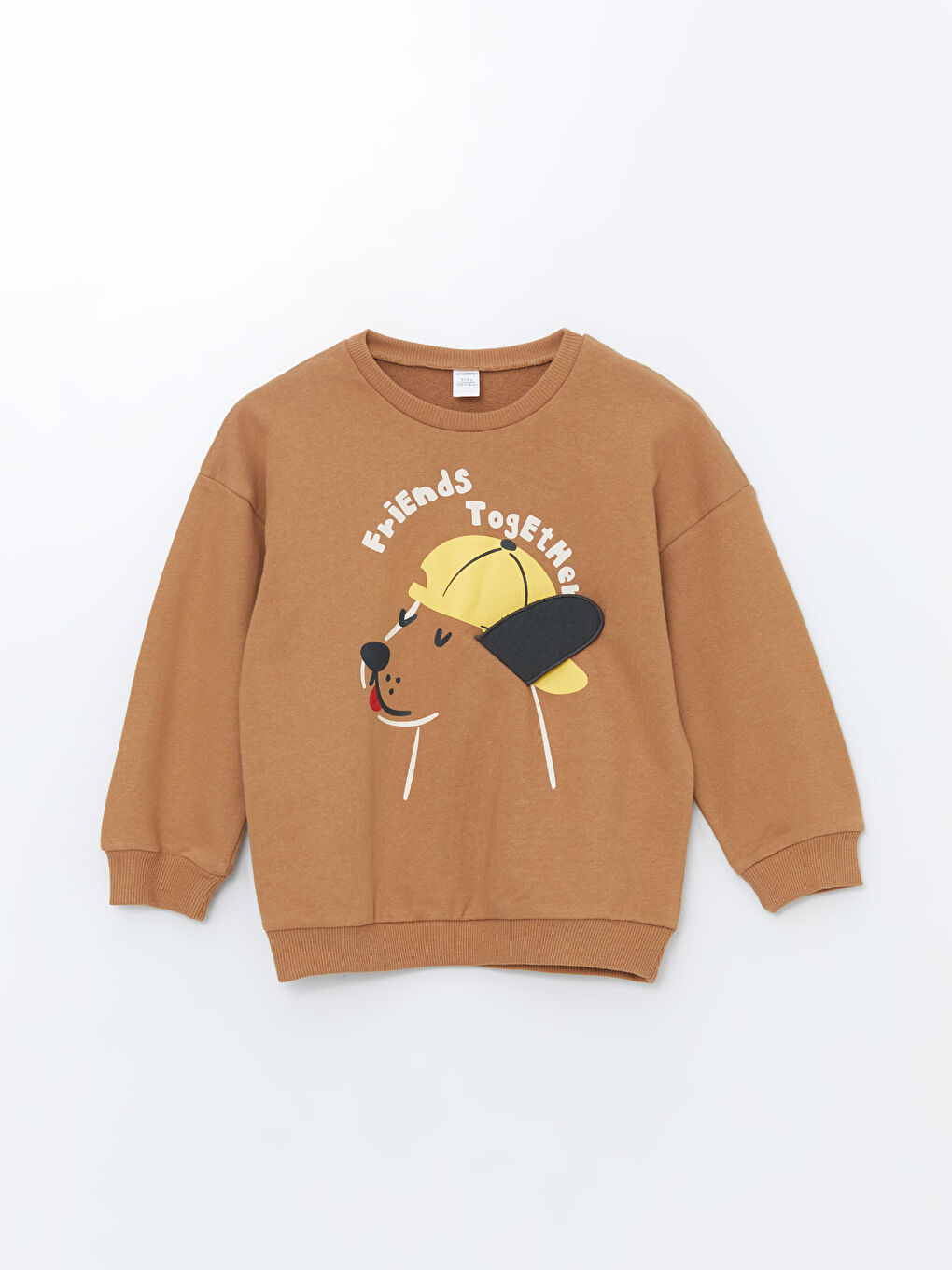 LCW Kids Açık Kahverengi Bisiklet Yaka Uzun Kollu Baskılı Erkek Bebek Sweatshirt ve Eşofman Alt 2'li Takım - 2