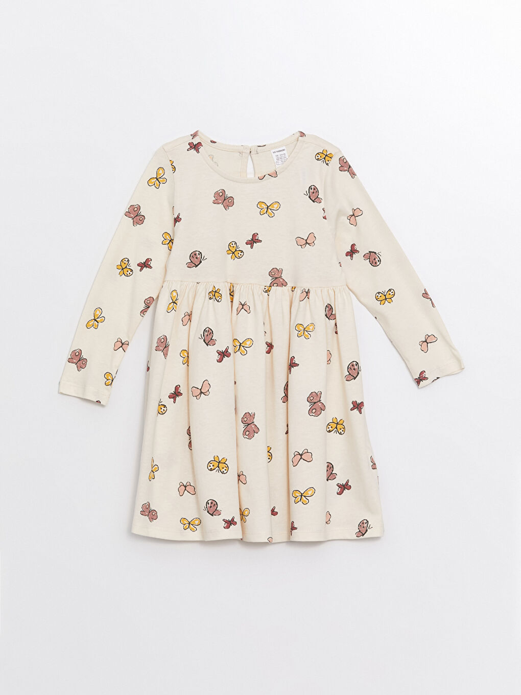 LCW Kids Crew Neck Long Sleeve Floral Girls' Dress -W4AH51Z1-LRA