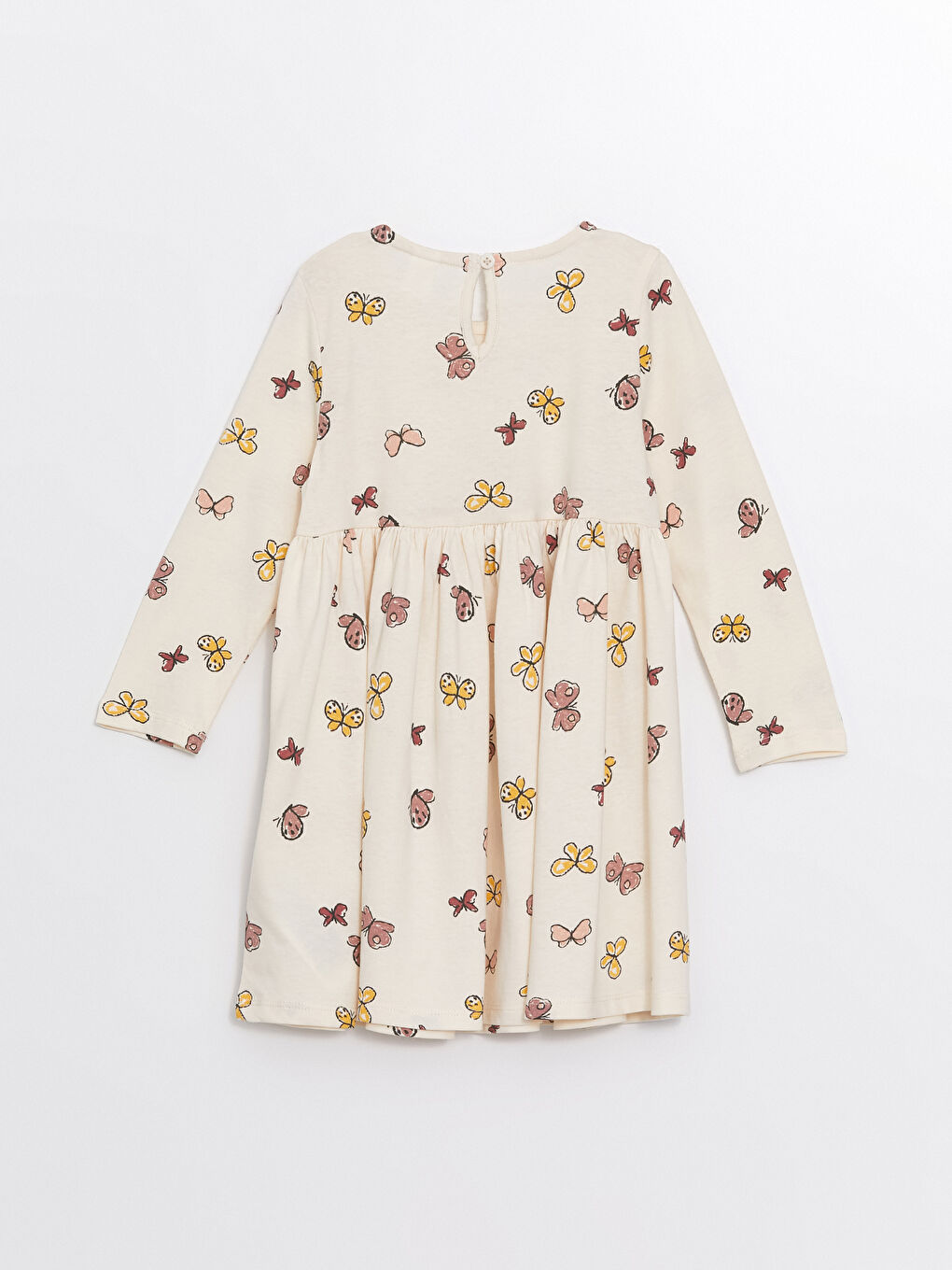 LCW Kids Crew Neck Long Sleeve Floral Girls' Dress -W4AH51Z1-LRA