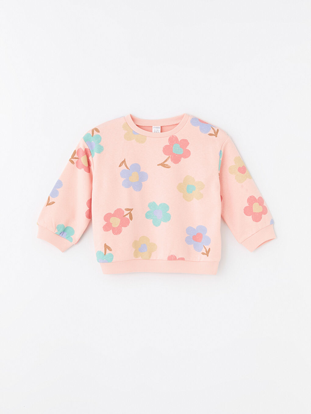 Crew Neck Floral Baby Girls' Sweatshirt -W4AH83Z1-LT4
