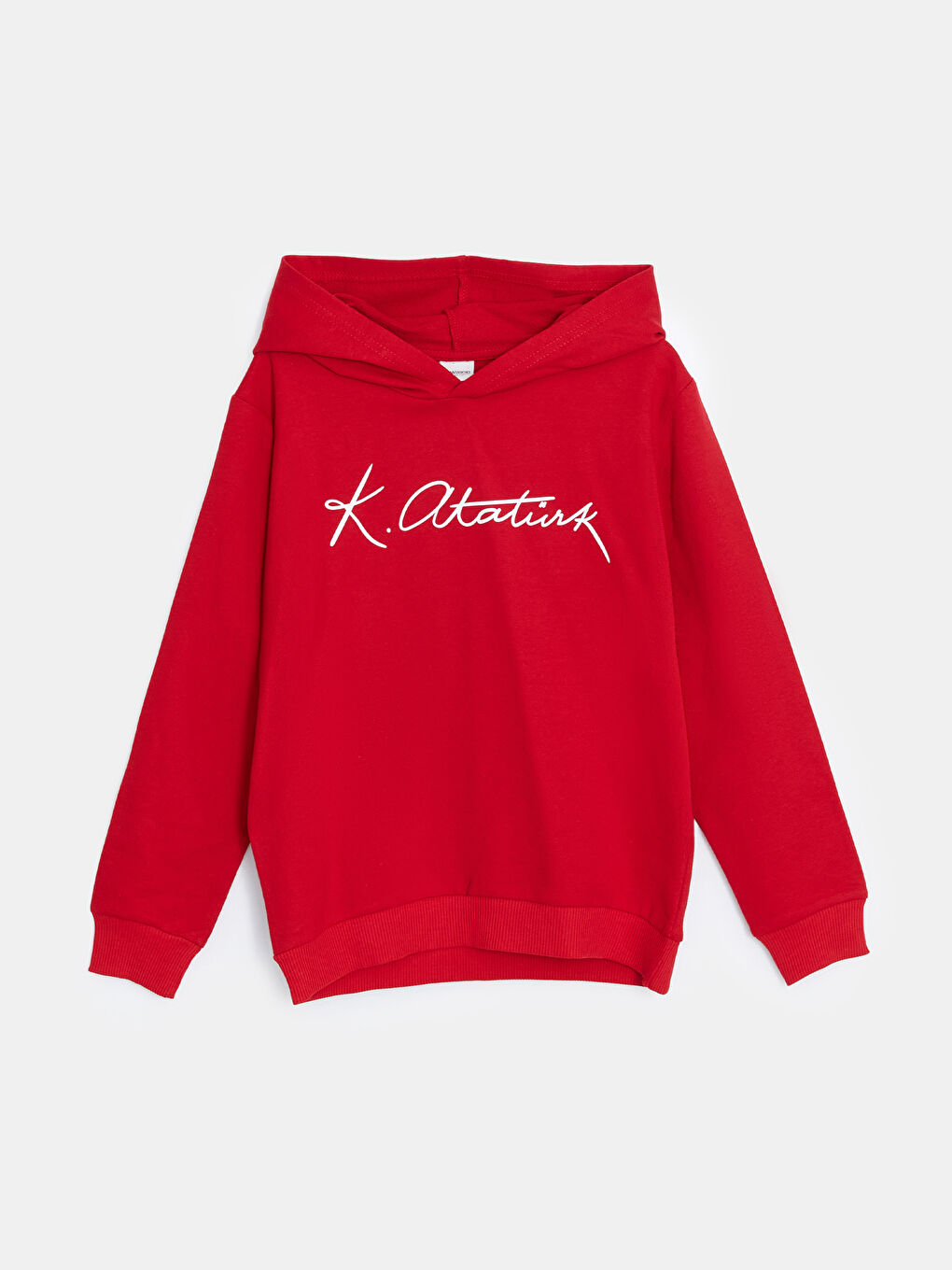 LCW Kids Kırmızı Kapüşonlu Atatürk İmza Baskılı Erkek Çocuk Sweatshirt - 2