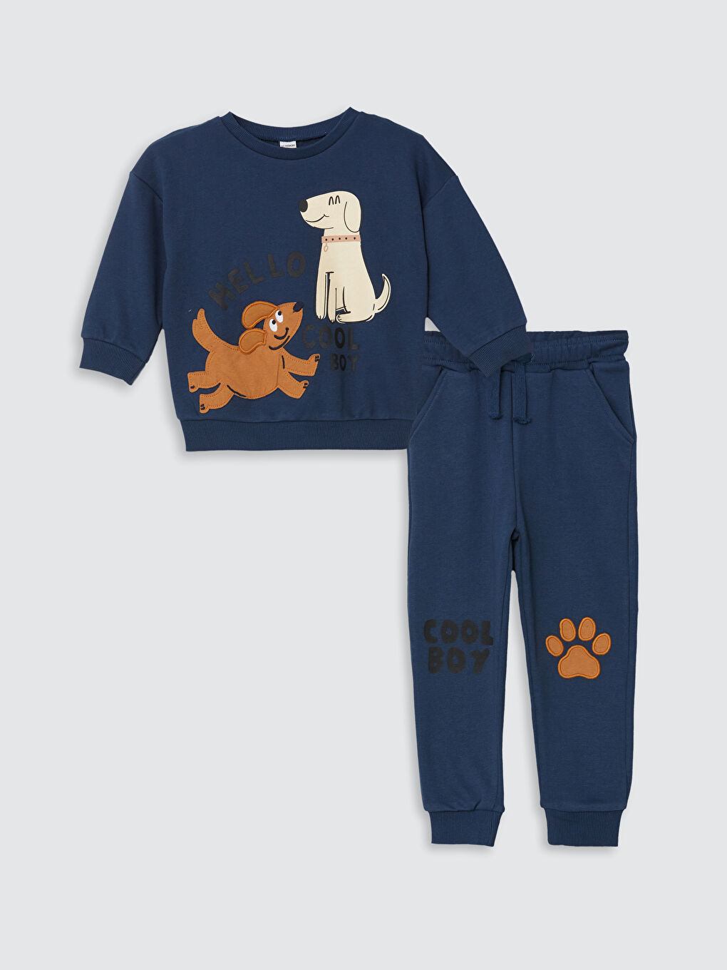 LCW Kids Crew Neck Long Sleeve Printed Baby Boys' Sweatshirt and Sweatpants 2 Pack Set -W4AI41Z1-HSD