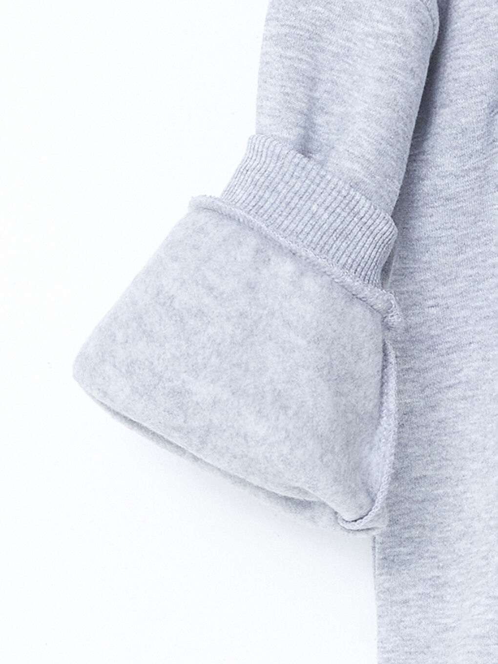 Gri Kapüşonlu Kalın Baskılı Erkek Bebek Sweatshirt-1