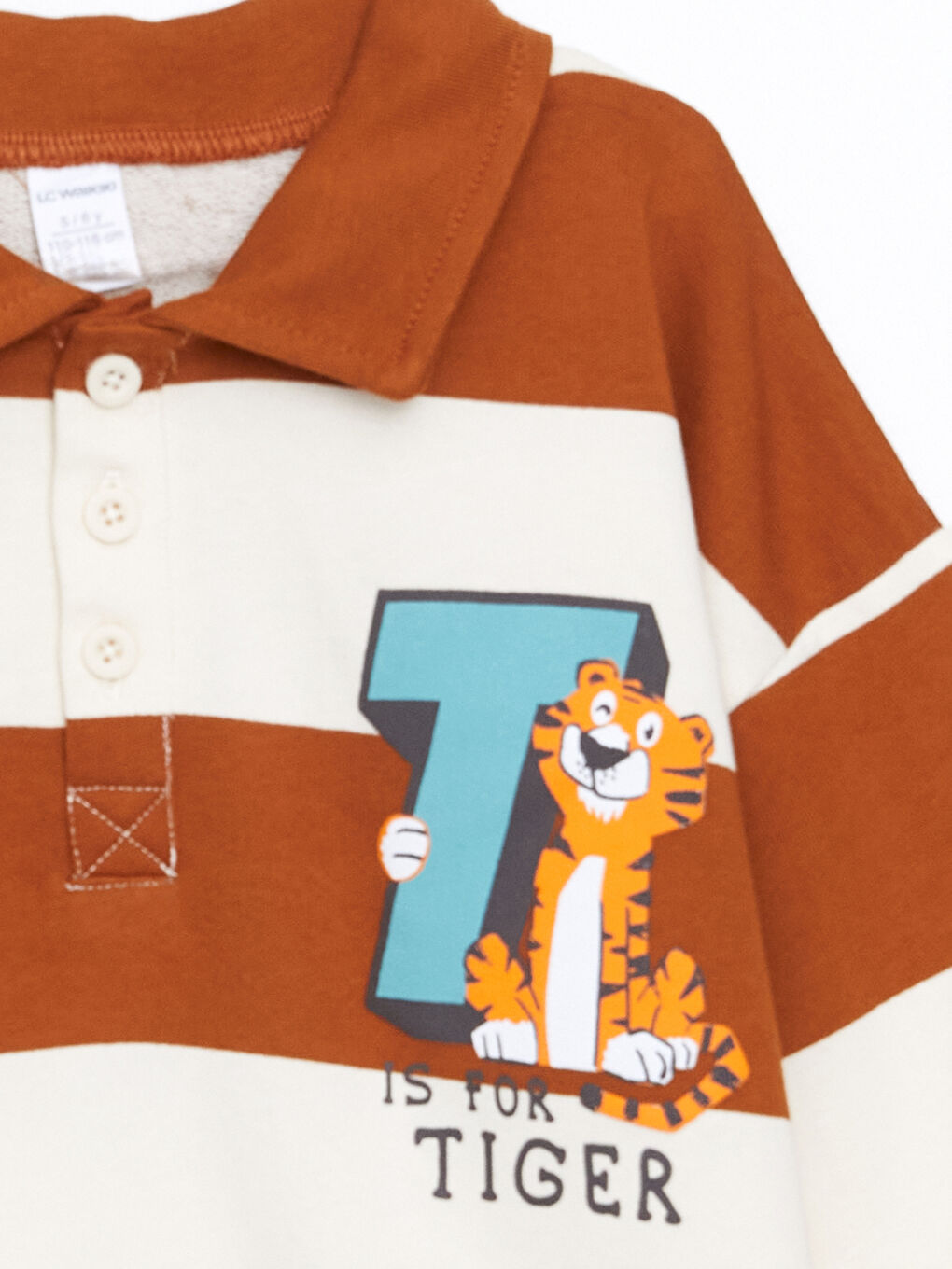 Kahverengi Polo Yaka Baskılı Erkek Çocuk Sweatshirt-2