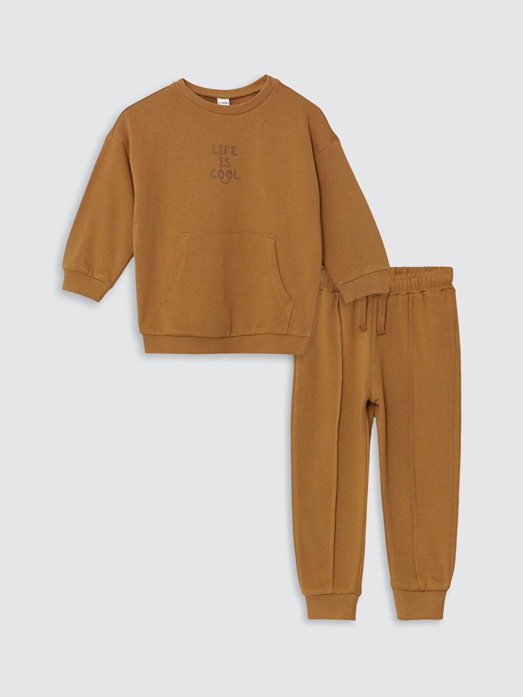 LCW Kids Hooded Long Sleeve Basic Baby Boys' Sweatshirt and Sweatpants 2 Pack Set -W4AI50Z1-GSC