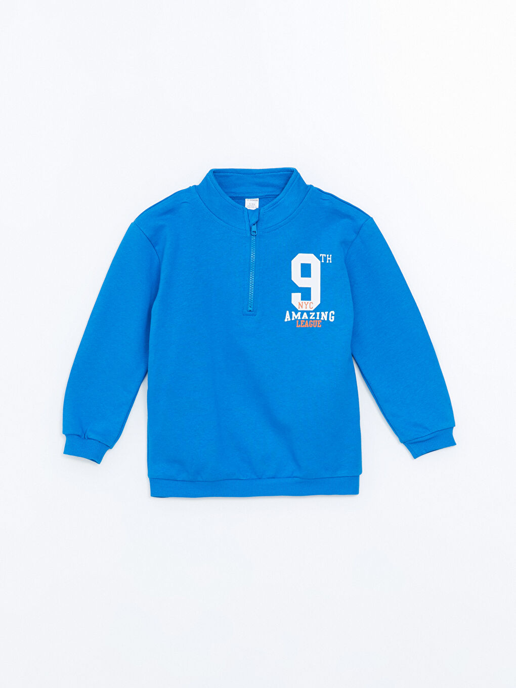 LCW Kids Canlı Mavi Baskılı Erkek Bebek Sweatshirt ve Eşofman Alt 2'li Takım - 1