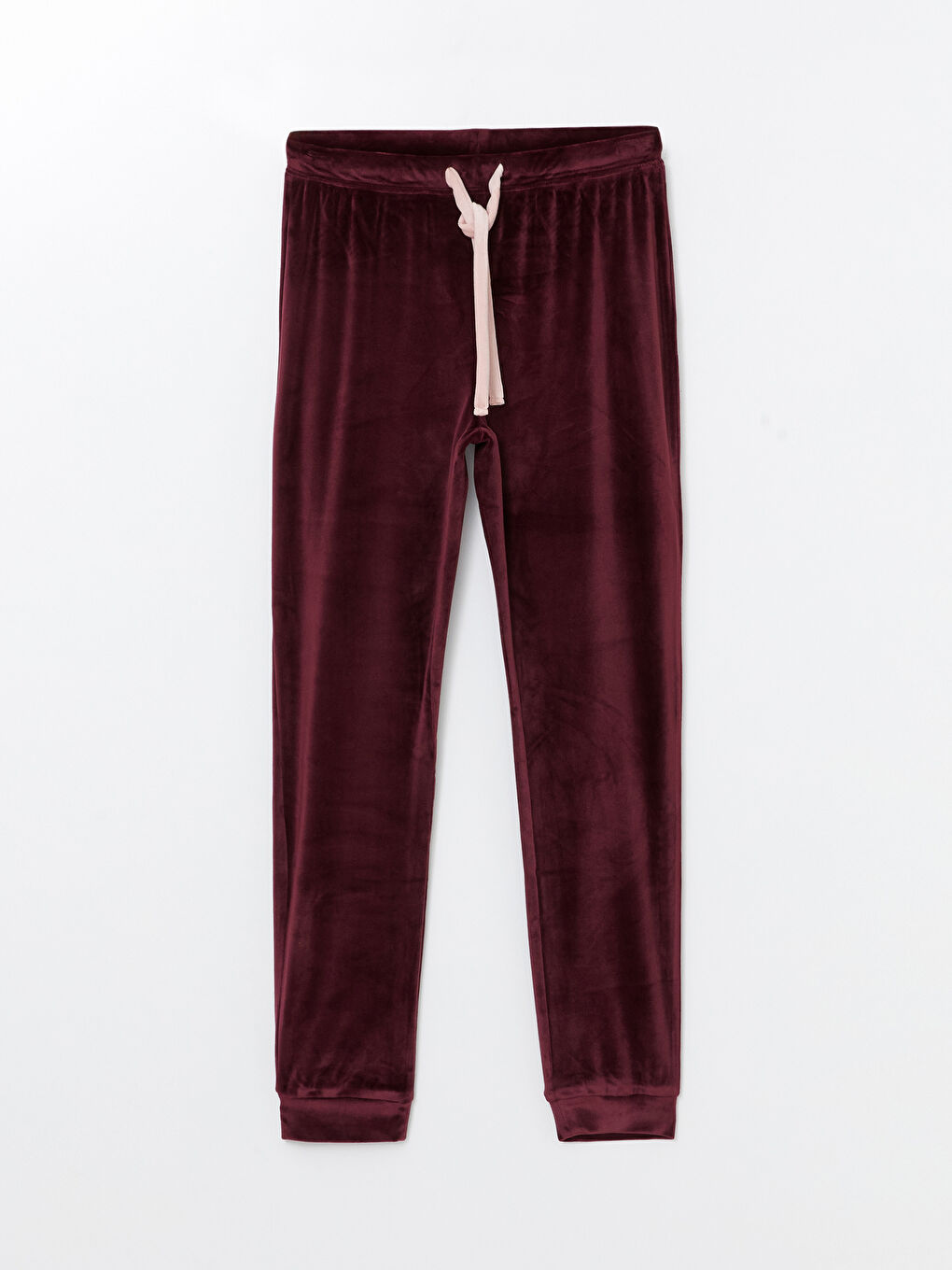 Mürdüm Beli Lastikli Kadife Kadın Jogger Pijama Alt