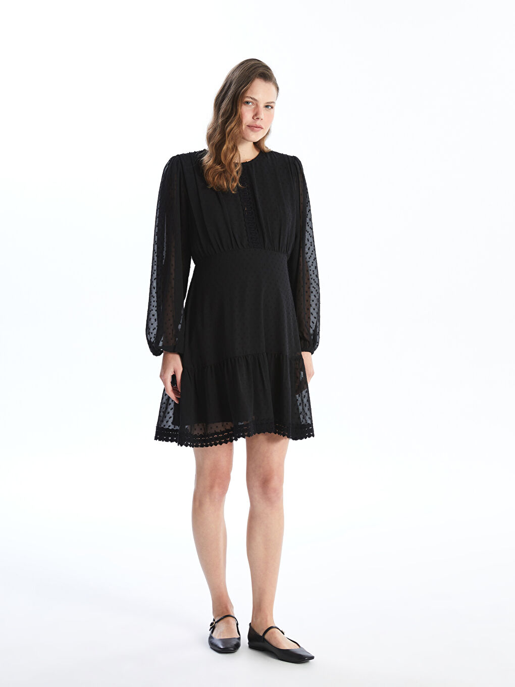 LCWAIKIKI Maternity Crew Neck Patterned Long Sleeve Maternity Dress -W4AJ81Z8-CVL