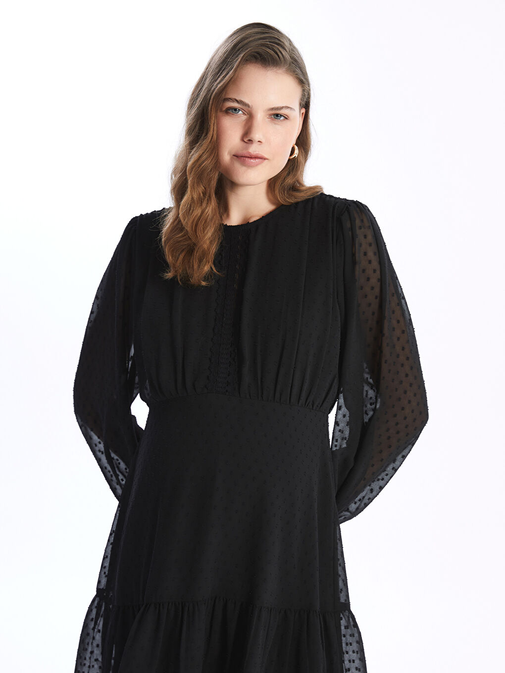 LCWAIKIKI Maternity Crew Neck Patterned Long Sleeve Maternity Dress -W4AJ81Z8-CVL
