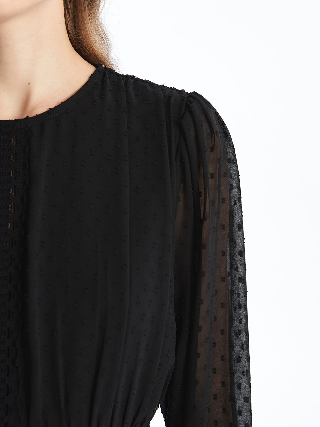 LCWAIKIKI Maternity Crew Neck Patterned Long Sleeve Maternity Dress -W4AJ81Z8-CVL