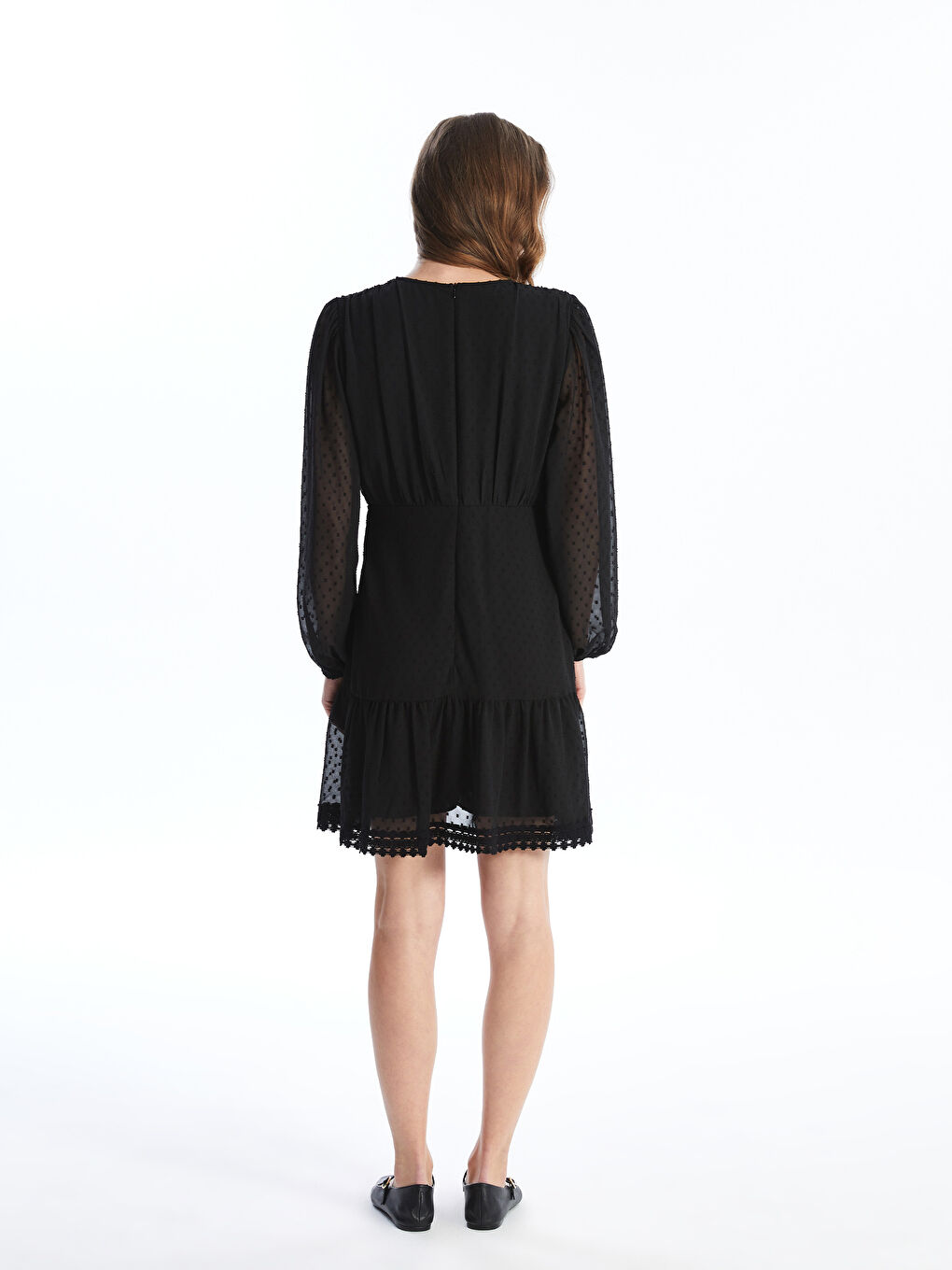 LCWAIKIKI Maternity Crew Neck Patterned Long Sleeve Maternity Dress -W4AJ81Z8-CVL