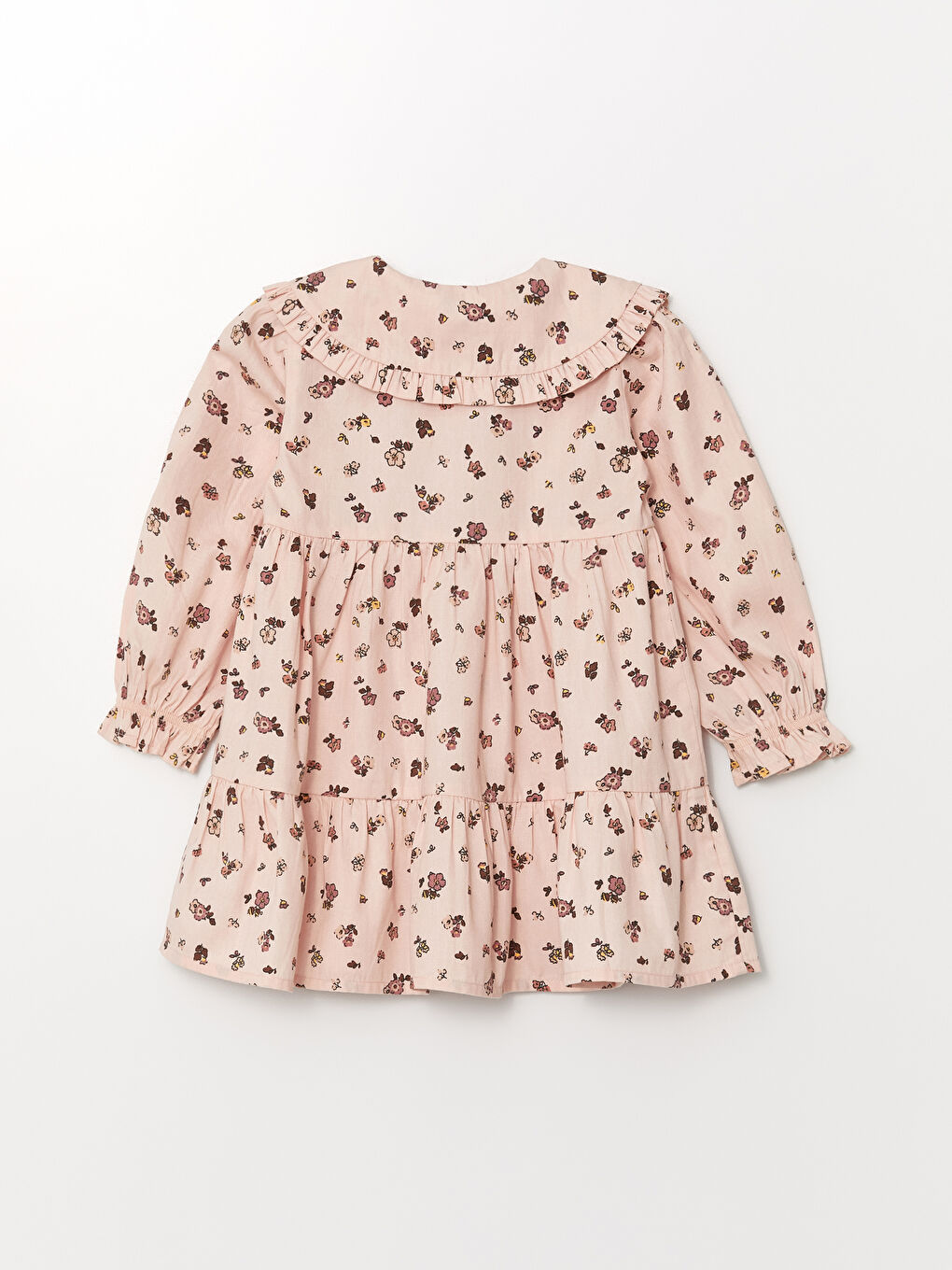 Peter Pan Collar Long Sleeve Floral Girls' Dress-1
