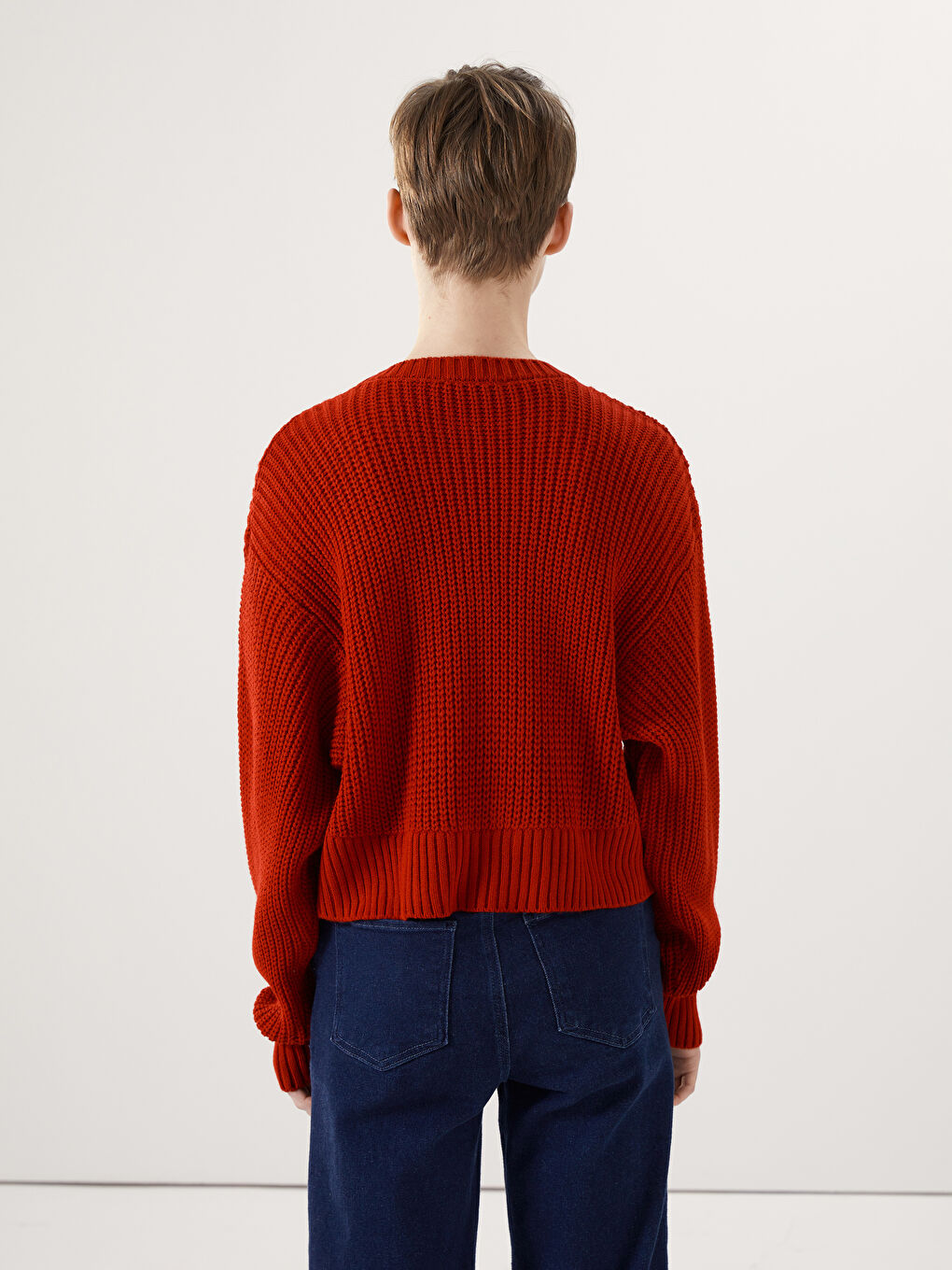 XSIDE Crew Neck Crop Women's Knitwear Sweater -W4AK19Z8-HNK