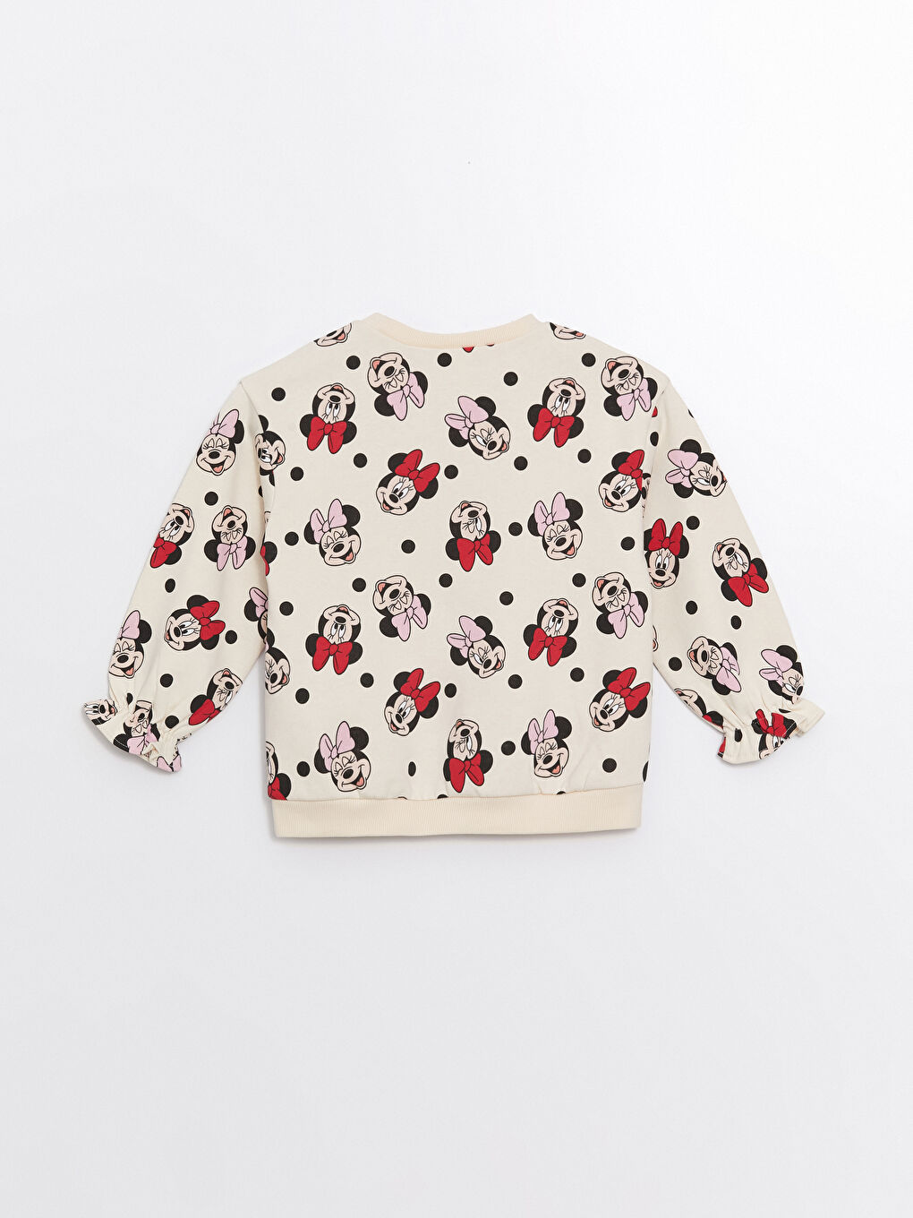 LCW Kids Ekru Bisiklet Yaka Minnie Moue Baskılı Kız Çocuk Sweatshirt - 1