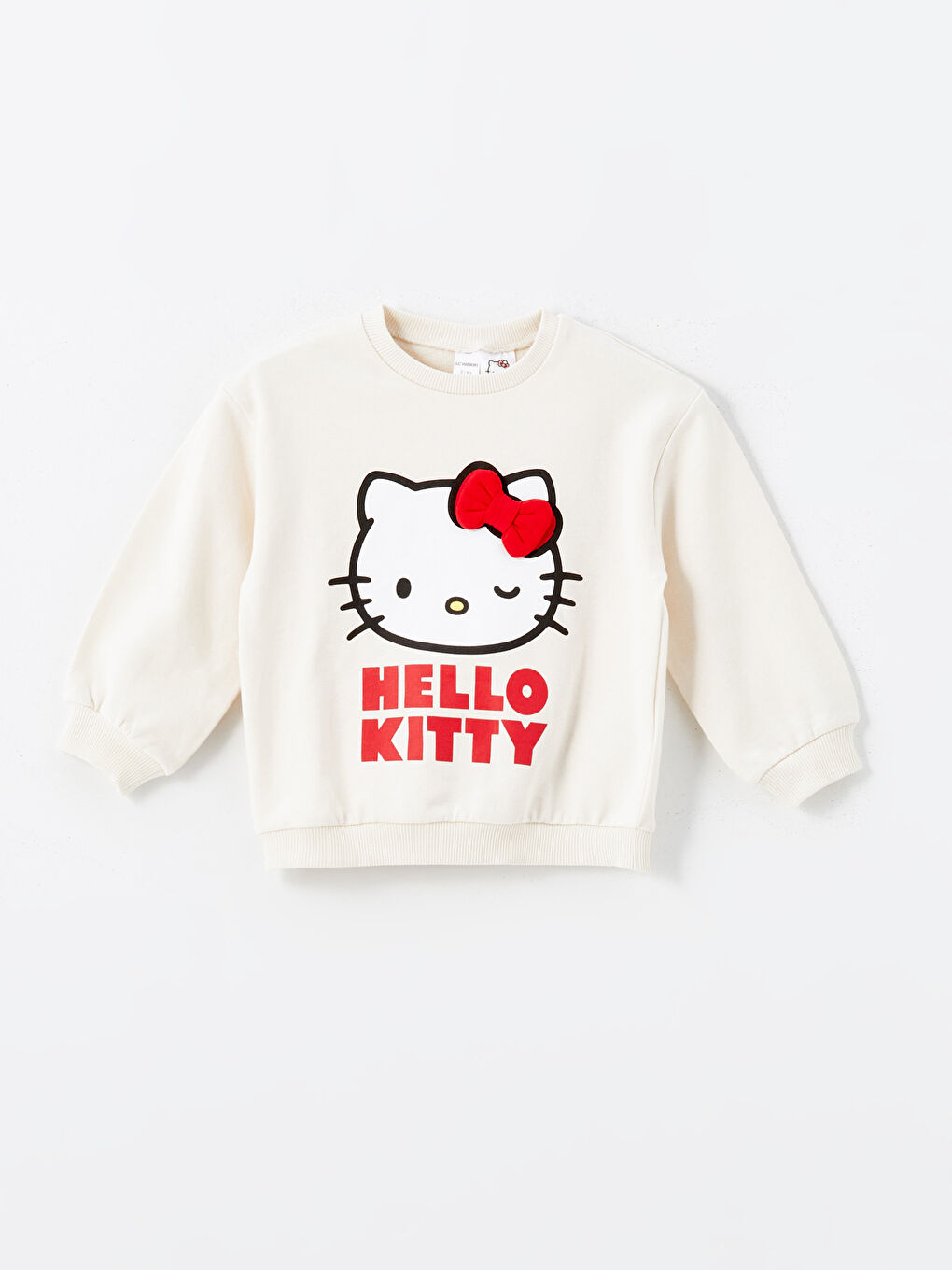 LCW Kids Krem Rengi Bisiklet Yaka Hello Kitty Baskılı Kız Çocuk Sweatshirt ve Pantolon 2'li Takım - 1