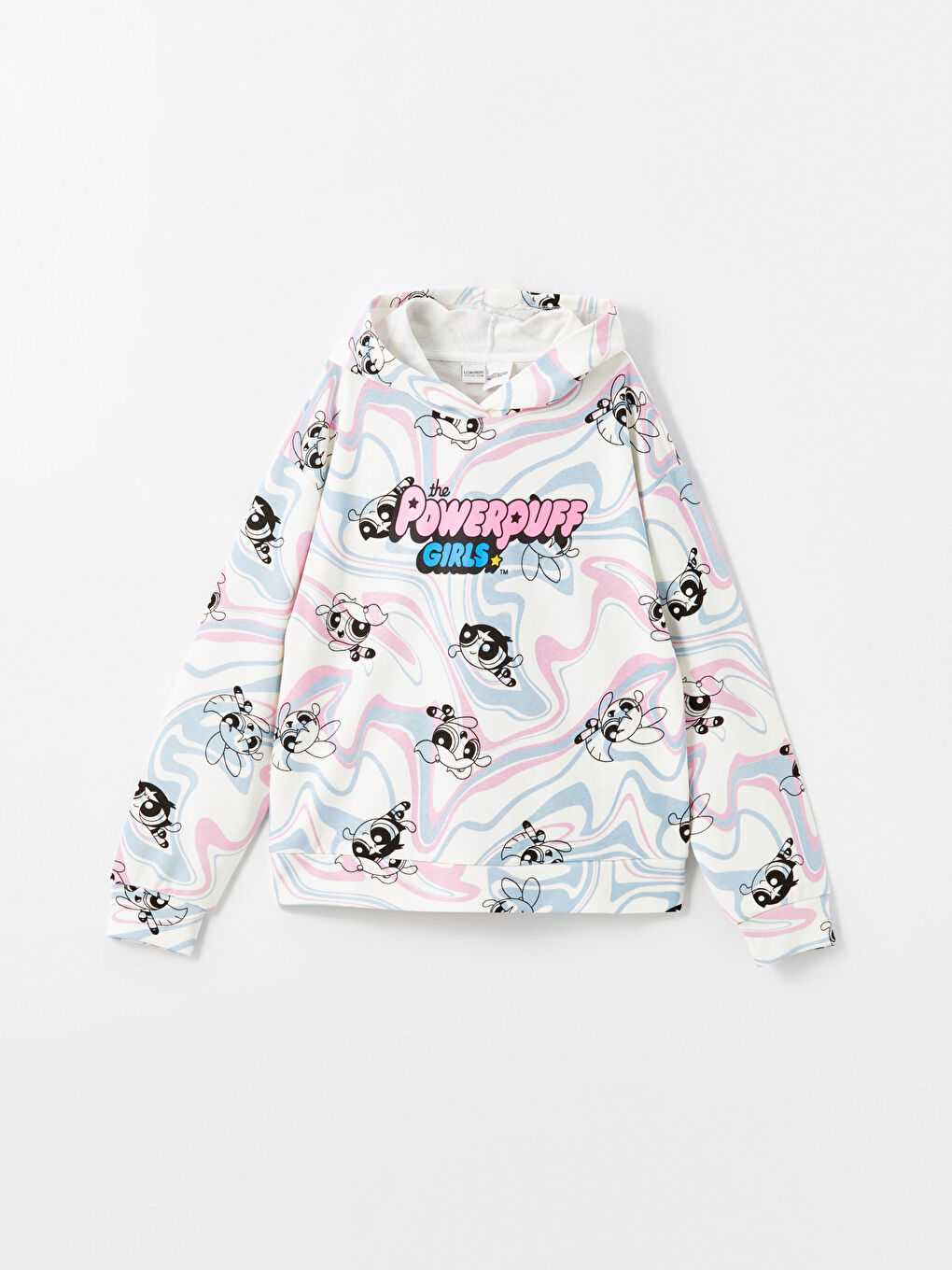 LCW Kids Ekru Baskılı Kapüşonlu Powerpuff Girls Baskılı Kız Çocuk Sweatshirt ve Tayt - 1