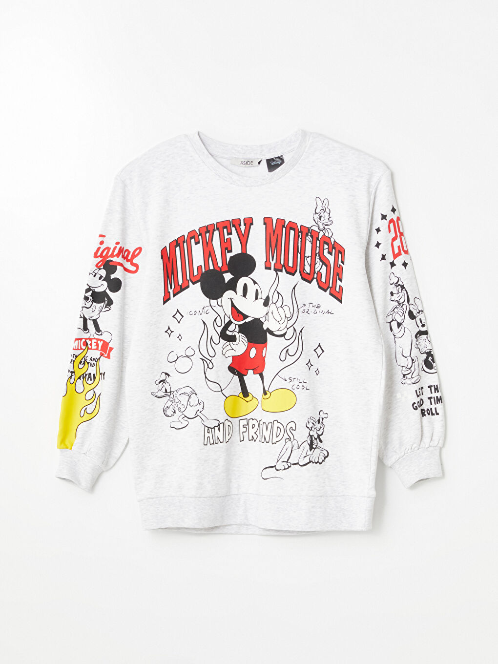 XSIDE Gri Bisiklet Yaka Mickey ve Arkadaşları Baskılı Uzun Kollu Kadın Sweatshirt - 5