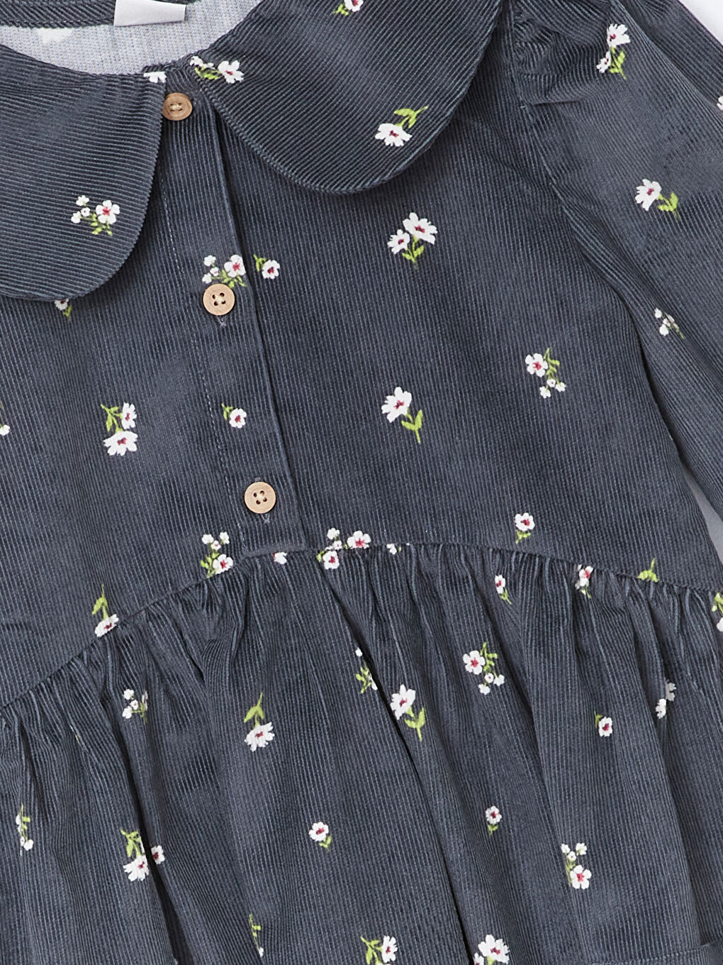 LCW Kids Peter Pan Collar Floral Velvet Girls' Dress -W4AL38Z4-LRX