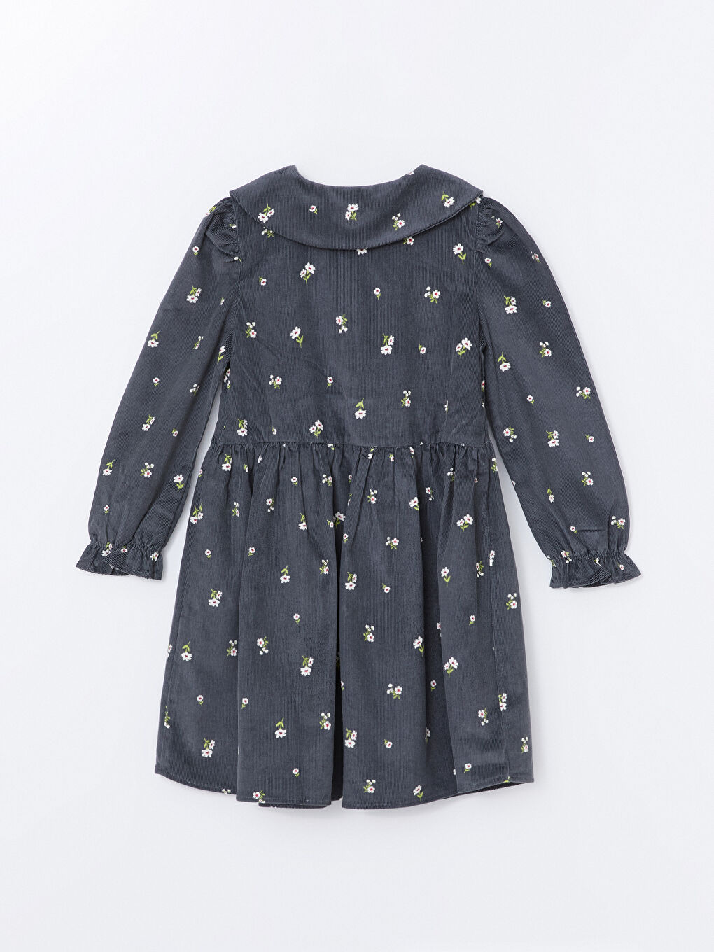LCW Kids Peter Pan Collar Floral Velvet Girls' Dress -W4AL38Z4-LRX