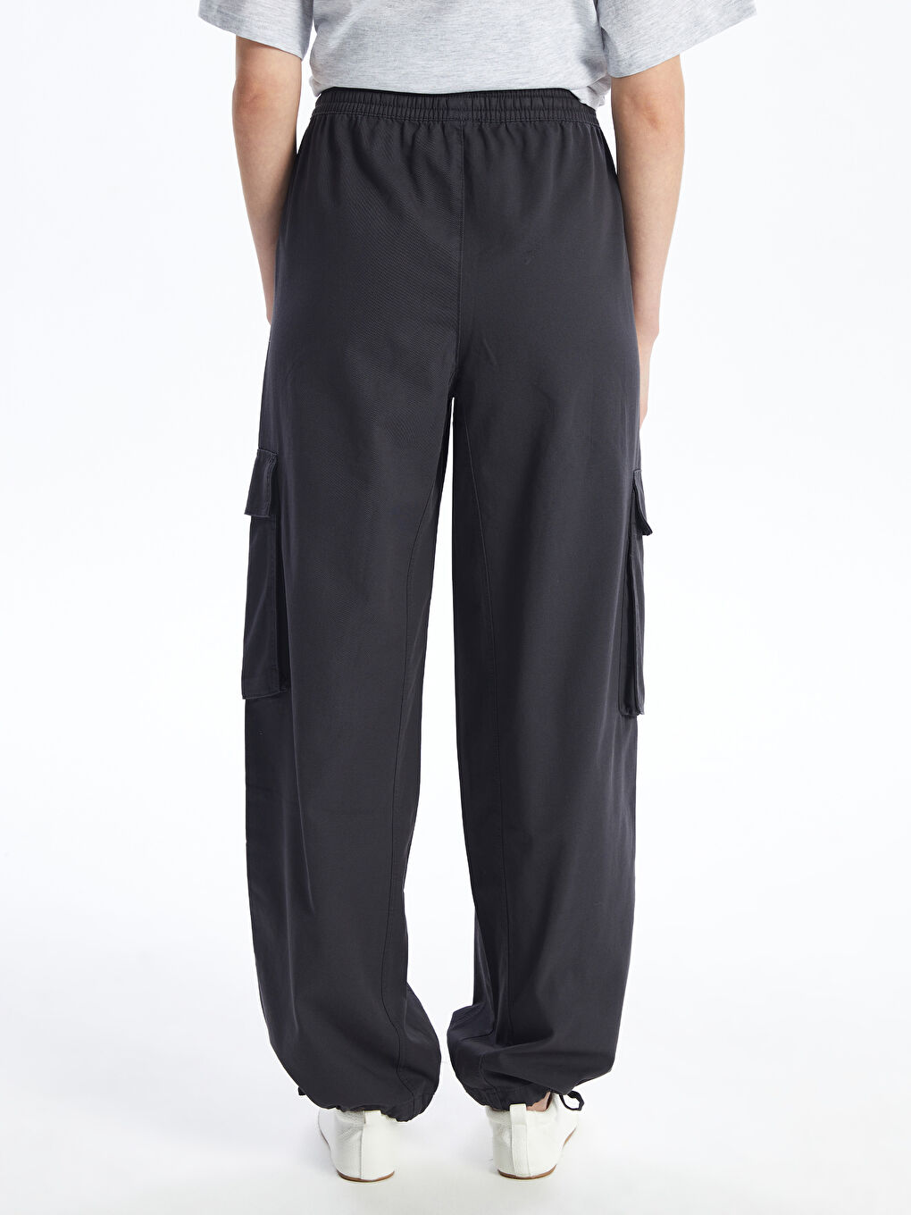LCW Vision Pantalon Cargo Uni en Gabardine à Taille Élastiquée pour Femmes -W4AL48Z8-YG5