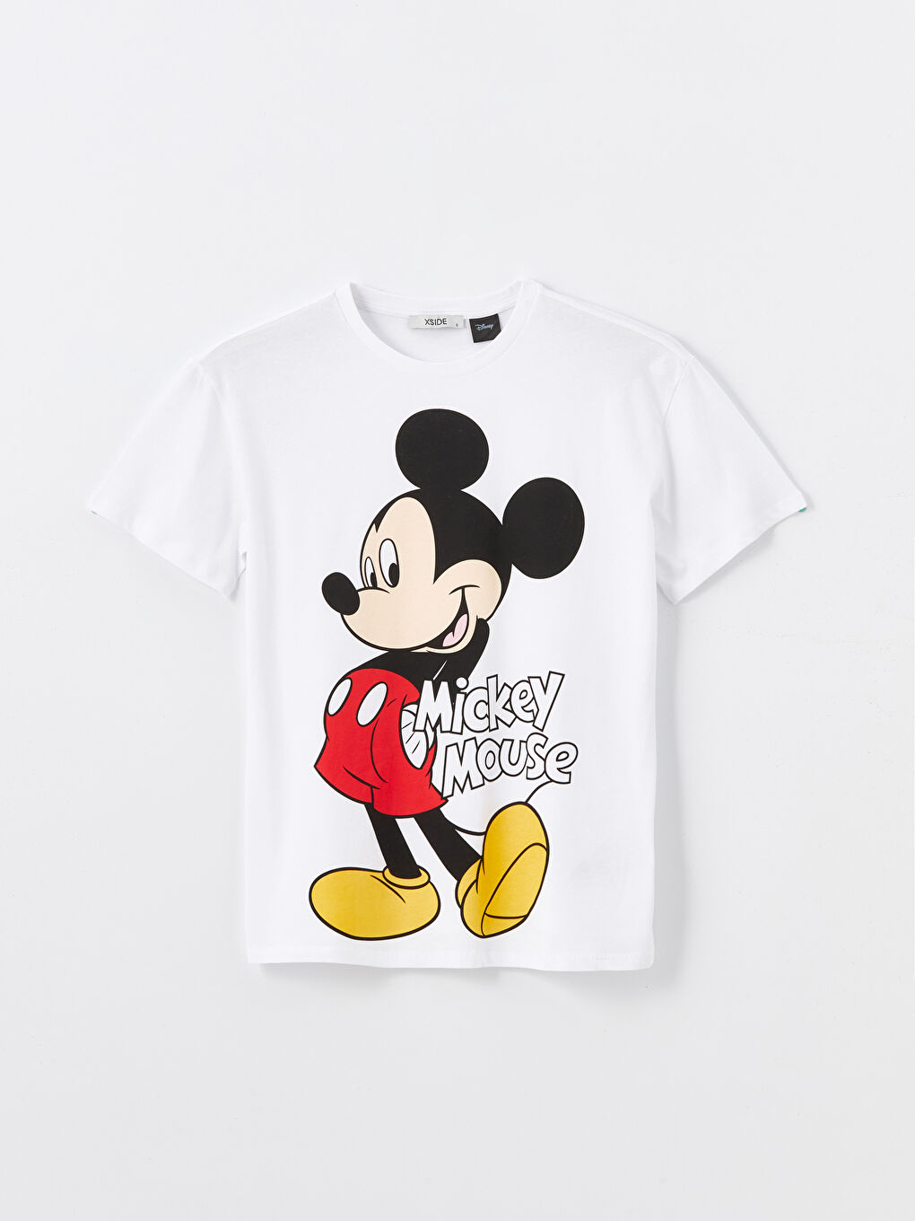 XSIDE Buxe Beyazı Bisiklet Yaka Mickey Mouse Baskılı Kısa Kollu Kadın Tişört - 5