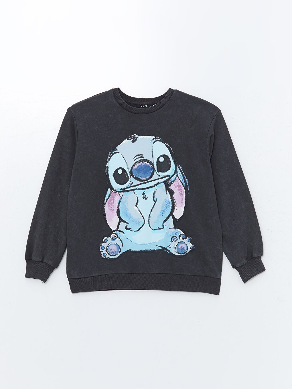 XSIDE Antrasit Bisiklet Yaka Lilo & Stitch Baskılı Kadın Kalın Sweatshirt - 4