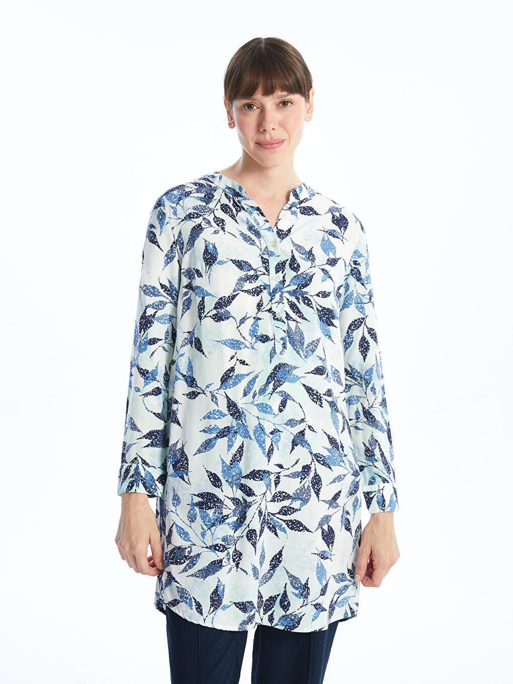 Notch Neck Patterned Women's Tunic