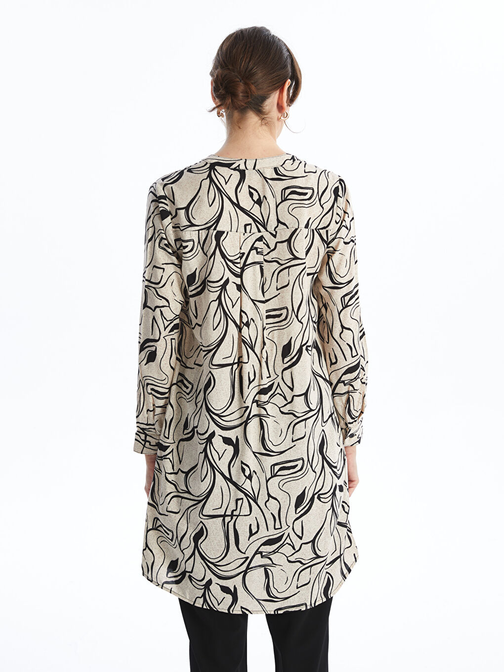 Notch Neck Patterned Women's Tunic-3