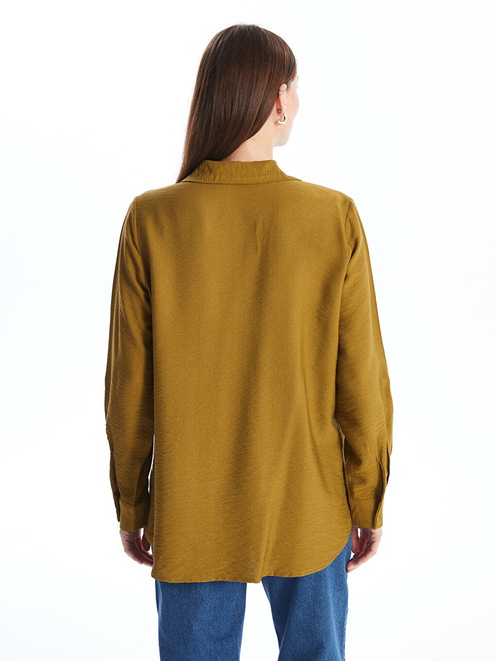 Plain Long Sleeve Dobby Women's Shirt-4