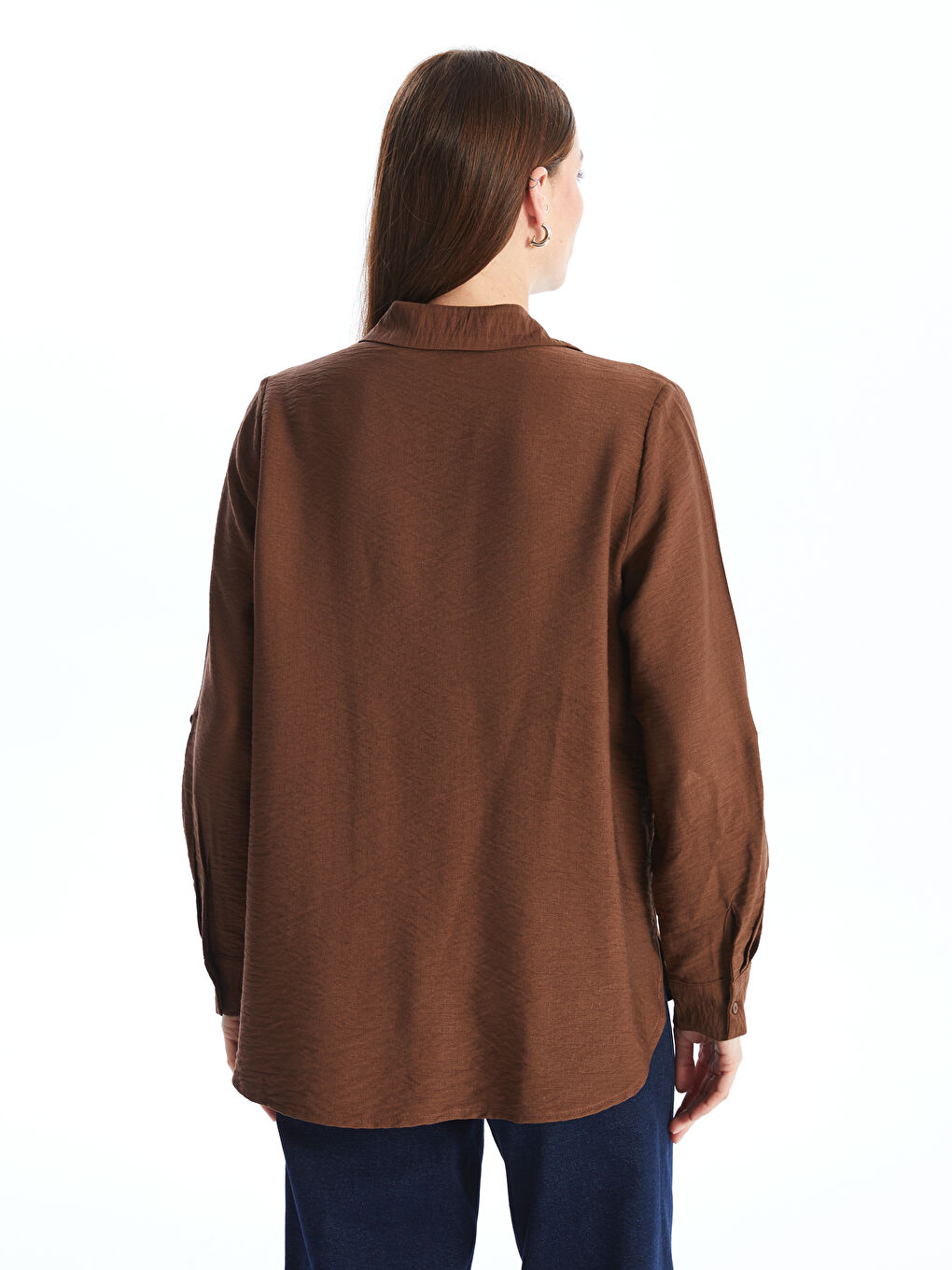 Plain Long Sleeve Dobby Women's Shirt-4