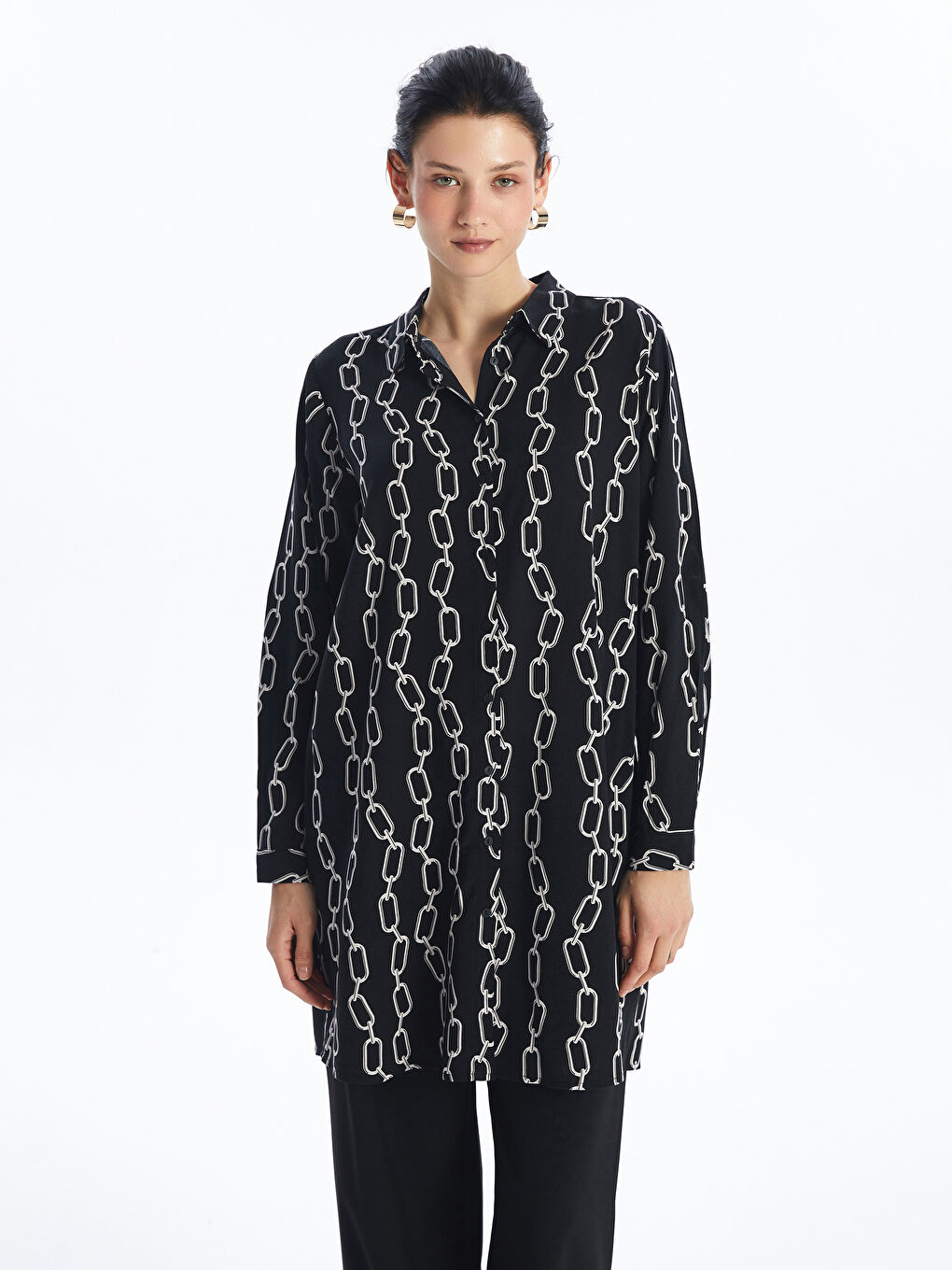 تونيك قميص نسائي منقوش-1