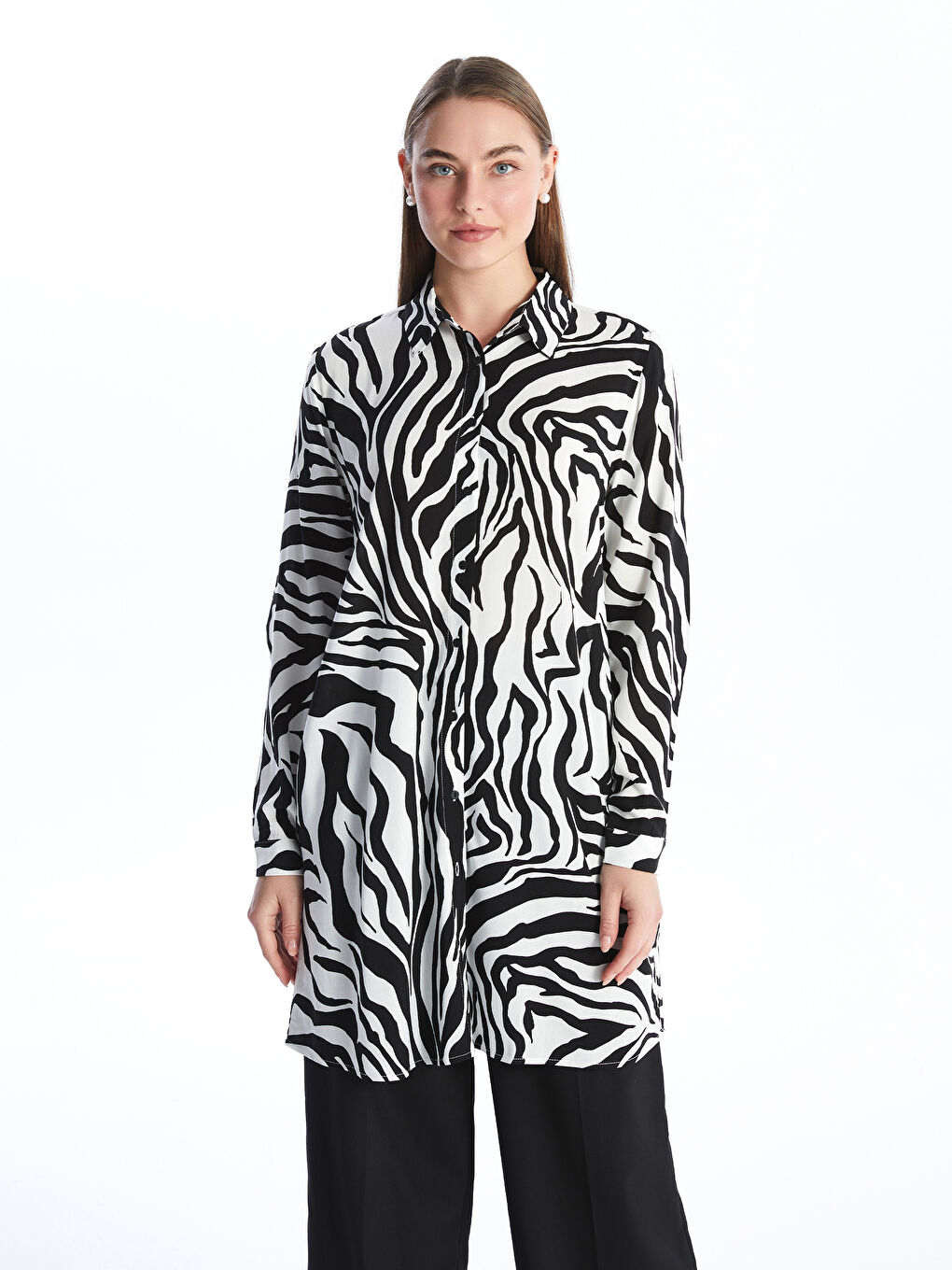 LCWAIKIKI Classic Patterned Women's Shirt Tunic -W4AL99Z8-LQJ