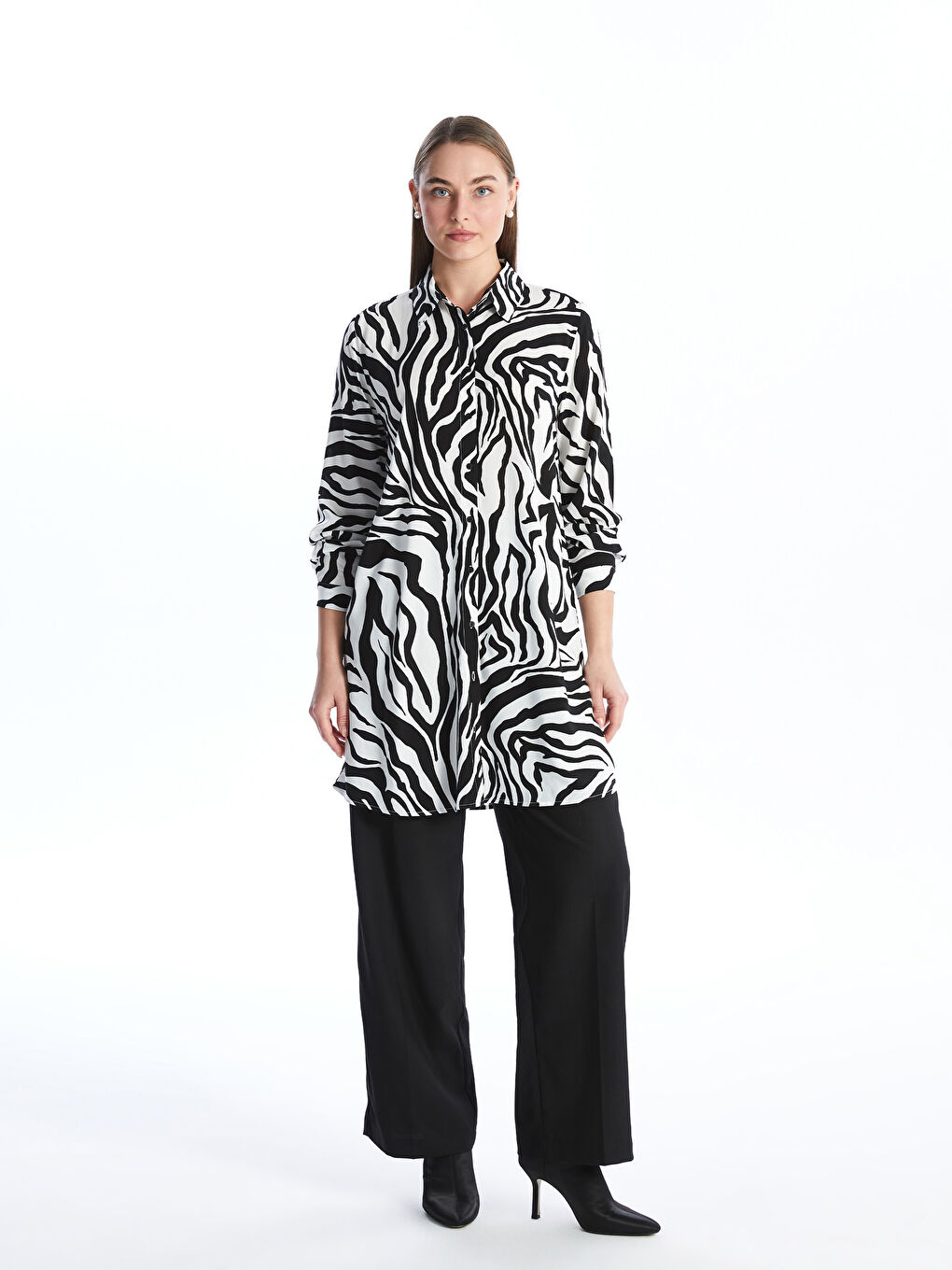 LCWAIKIKI Classic Patterned Women's Shirt Tunic -W4AL99Z8-LQJ